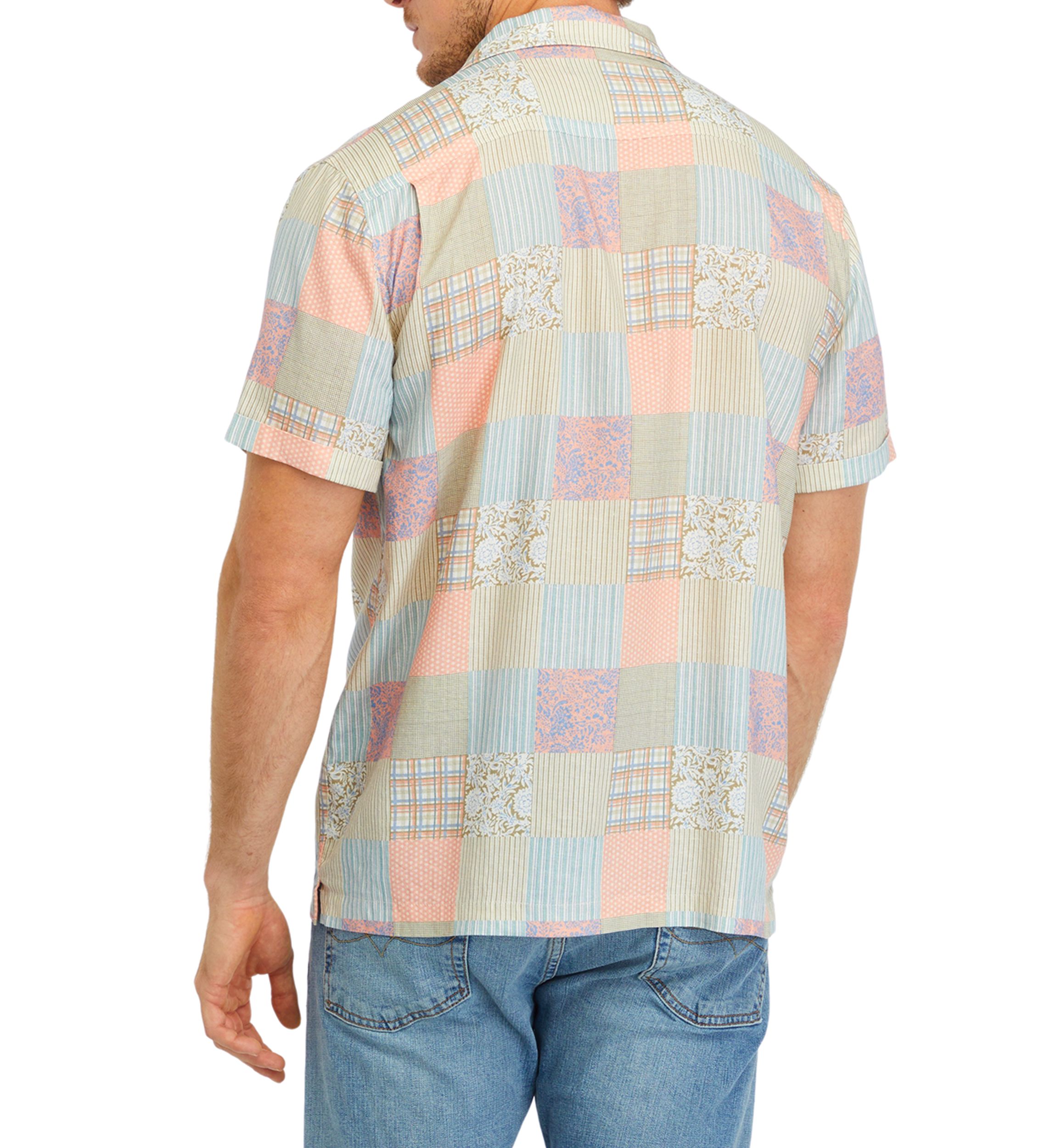 Mens Short Sleeve Patchwork Shirt