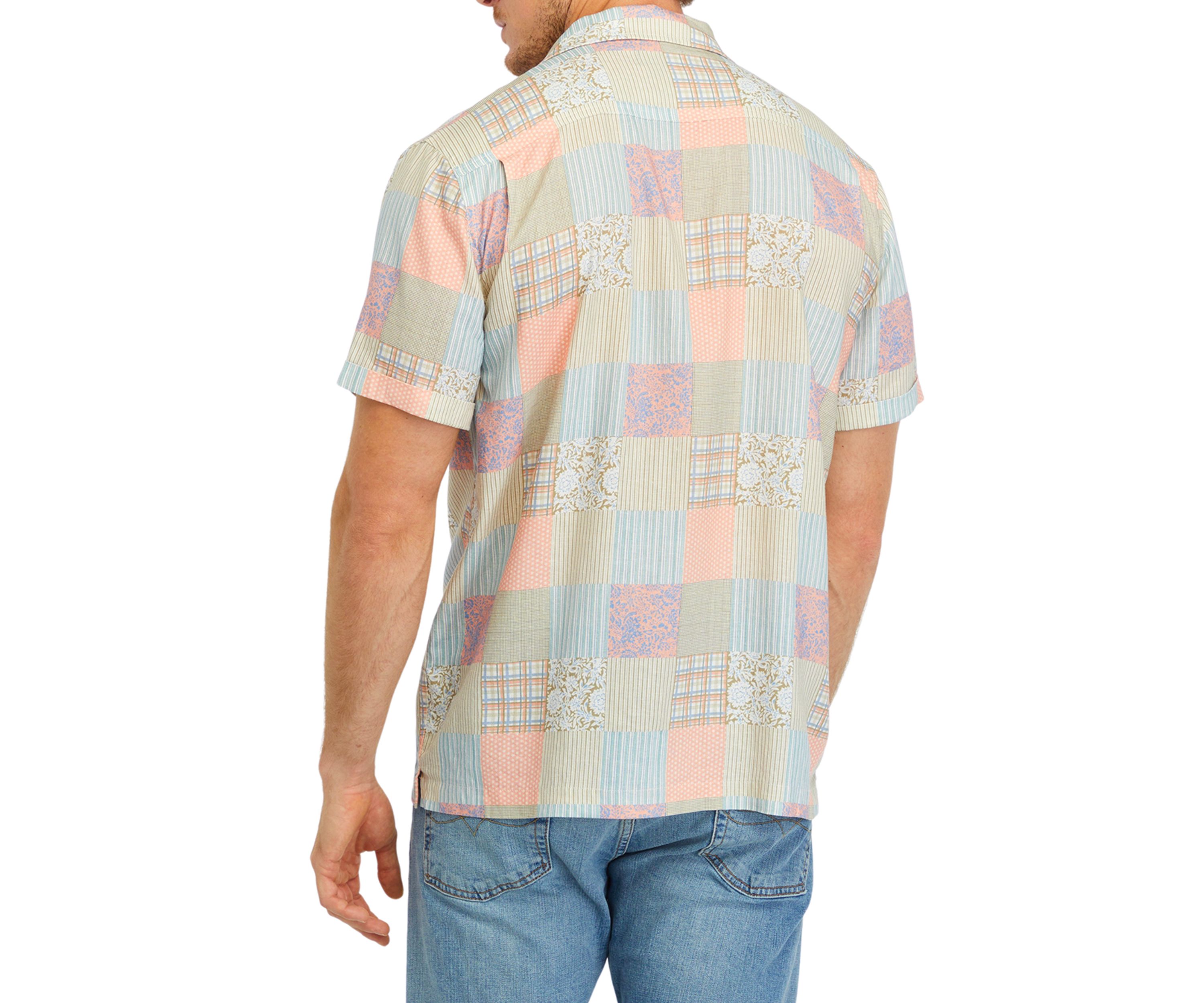 Mens Short Sleeve Patchwork Shirt