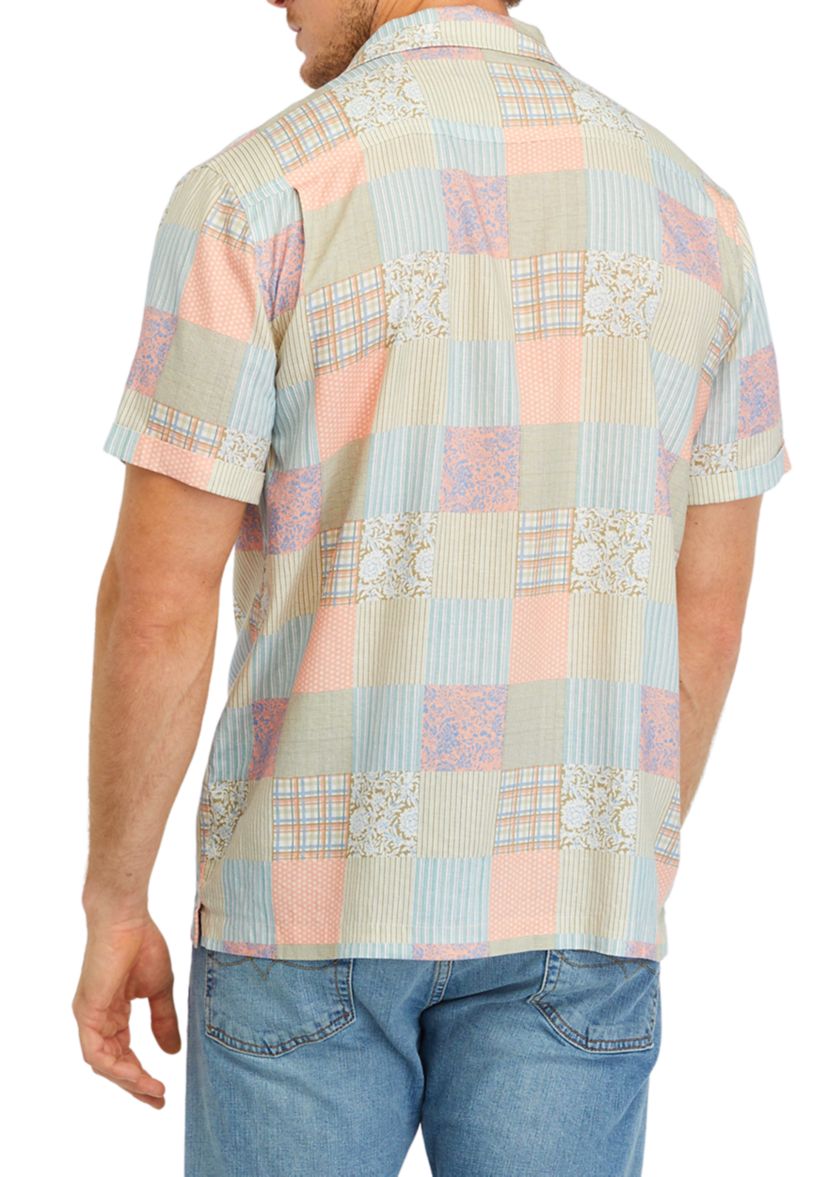 Mens Short Sleeve Patchwork Shirt