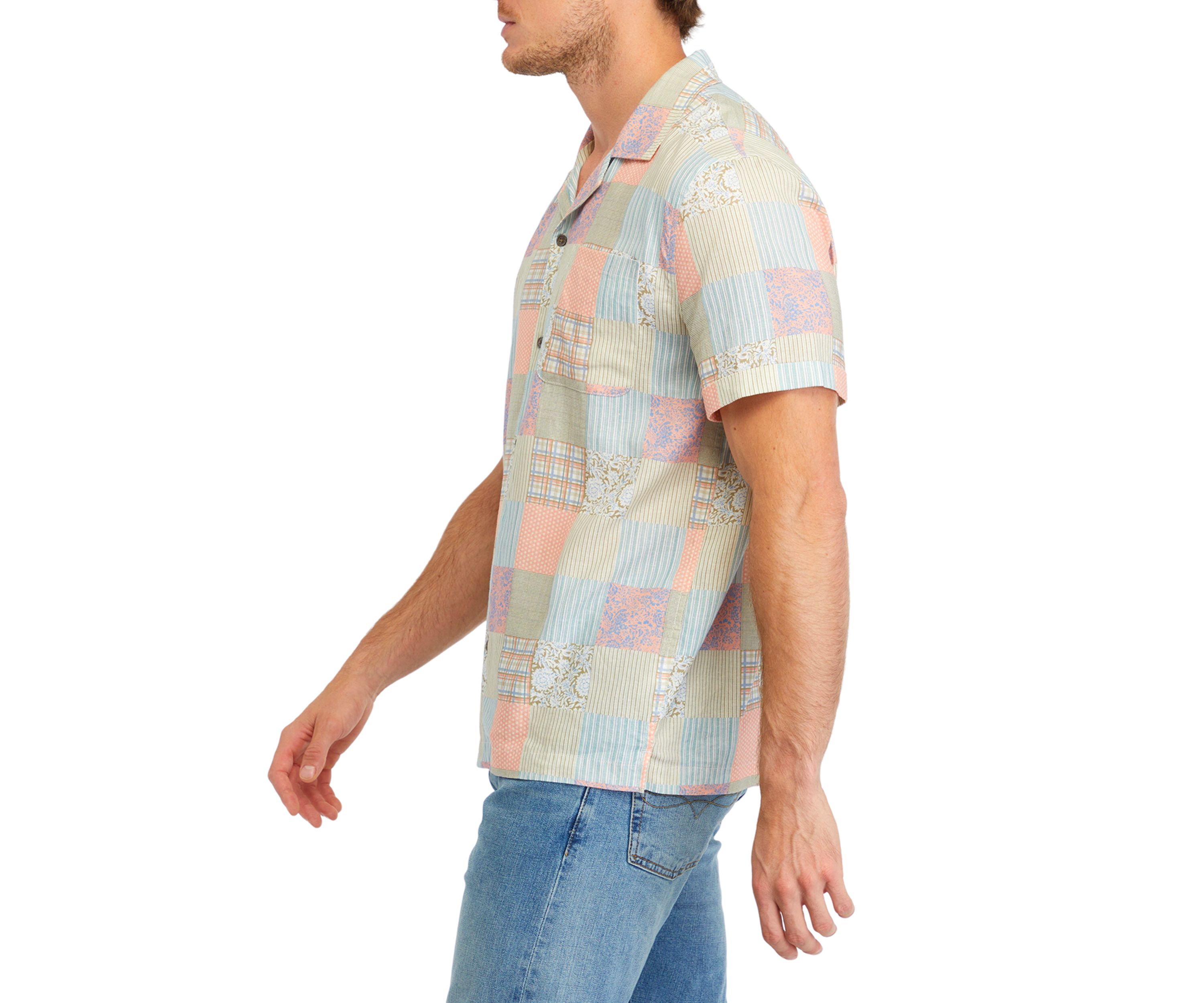 Mens Short Sleeve Patchwork Shirt