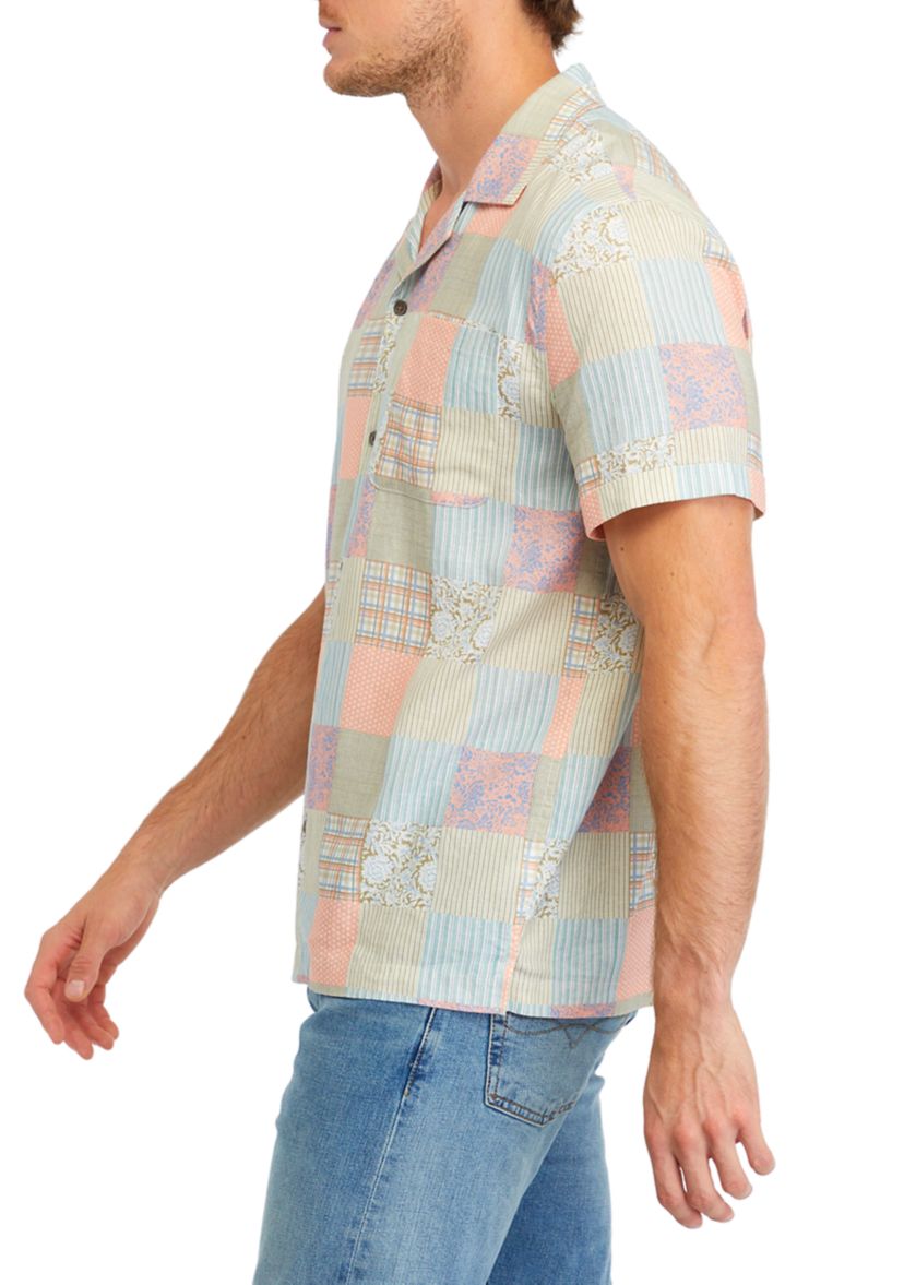 Mens Short Sleeve Patchwork Shirt