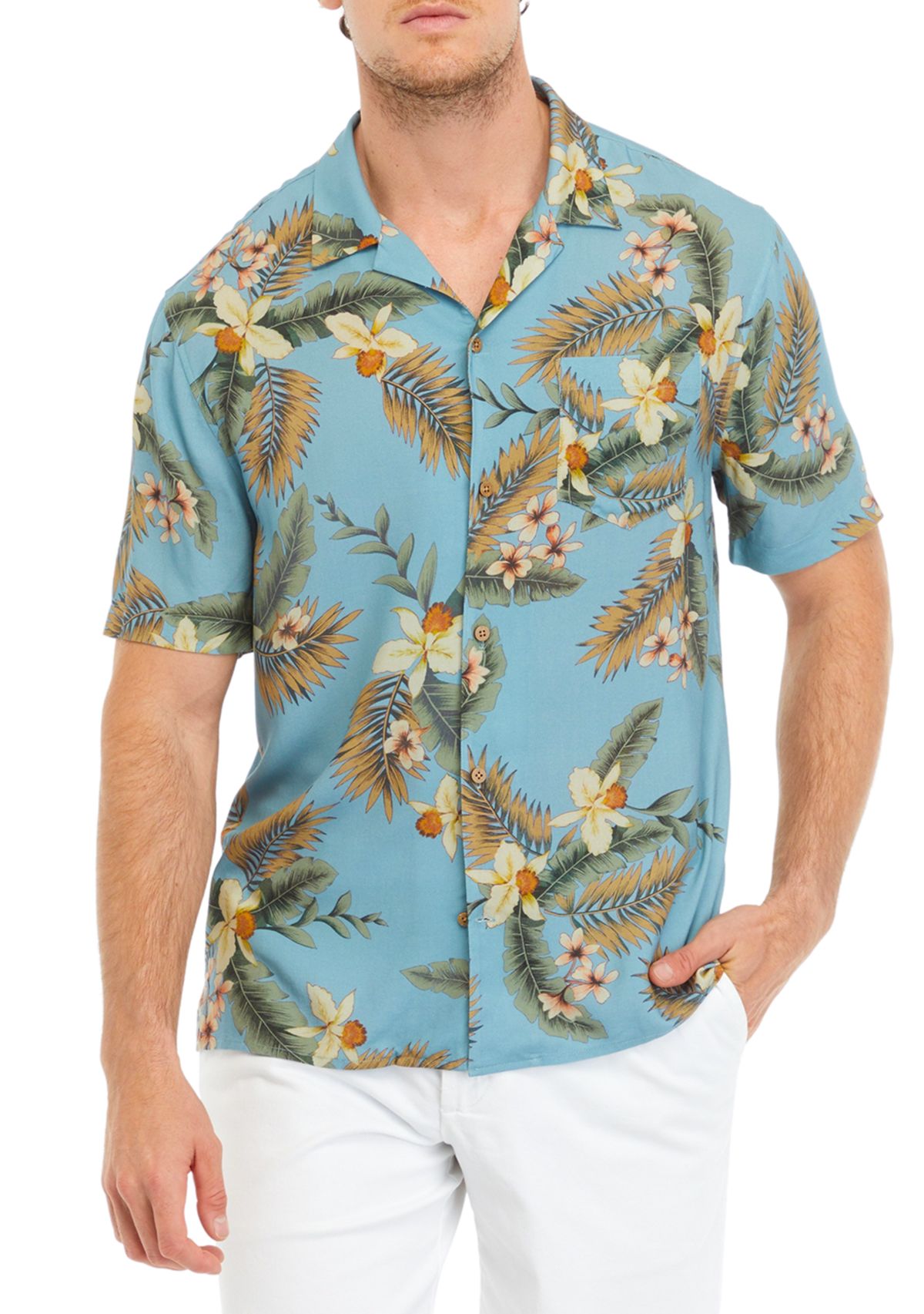 Mens Short Sleeve Hawaiian Camp Shirt