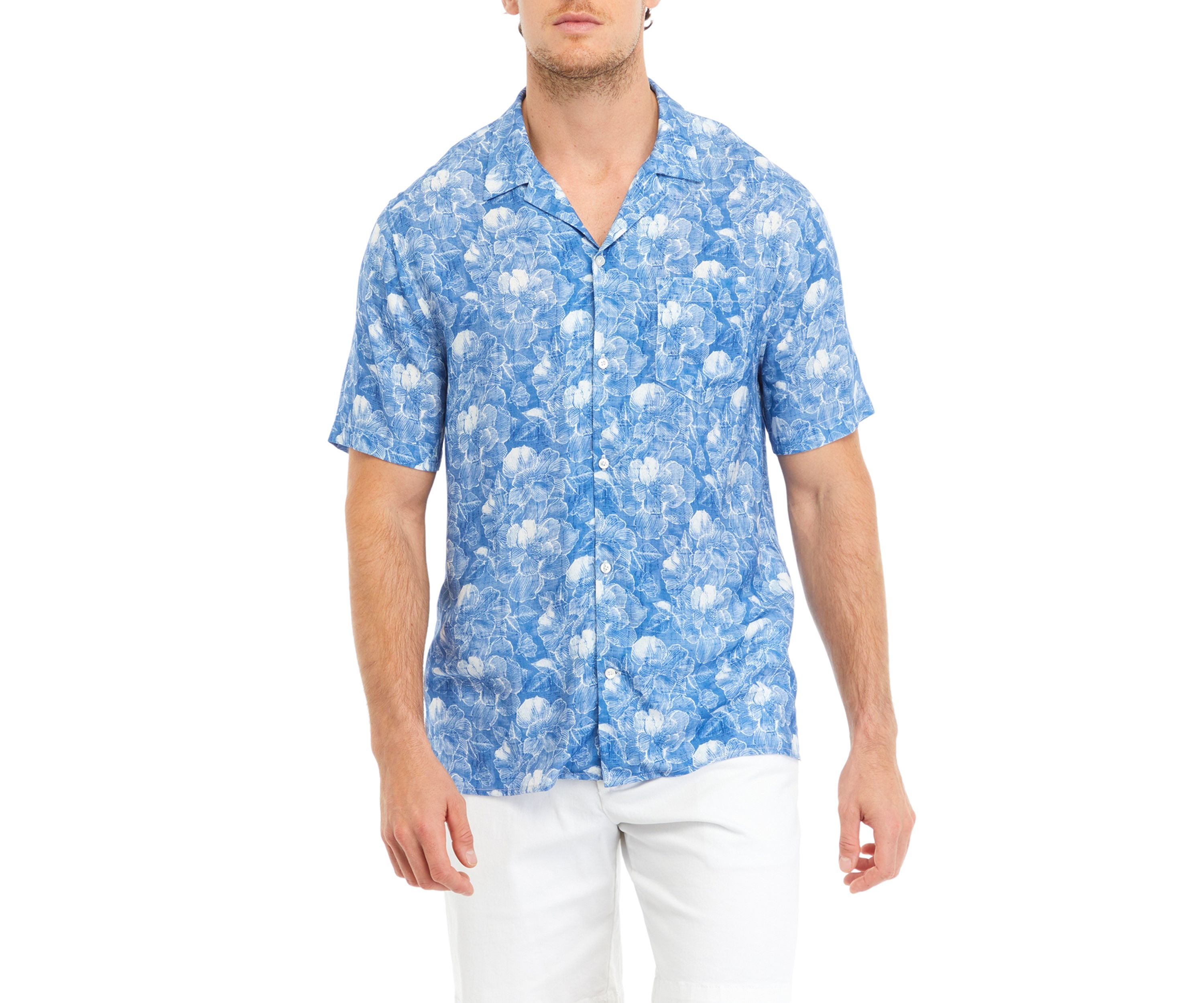 Mens Short Sleeve Floral Camp Shirt