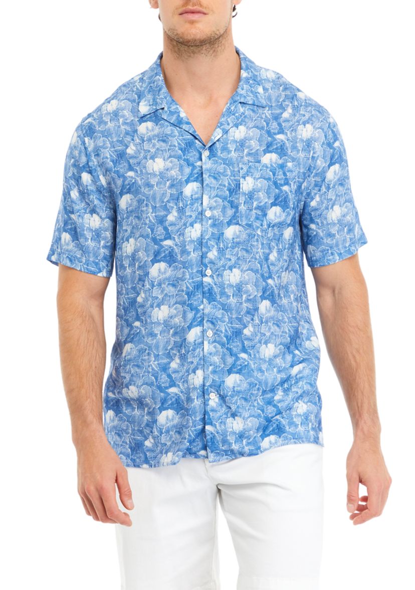 Mens Short Sleeve Floral Camp Shirt