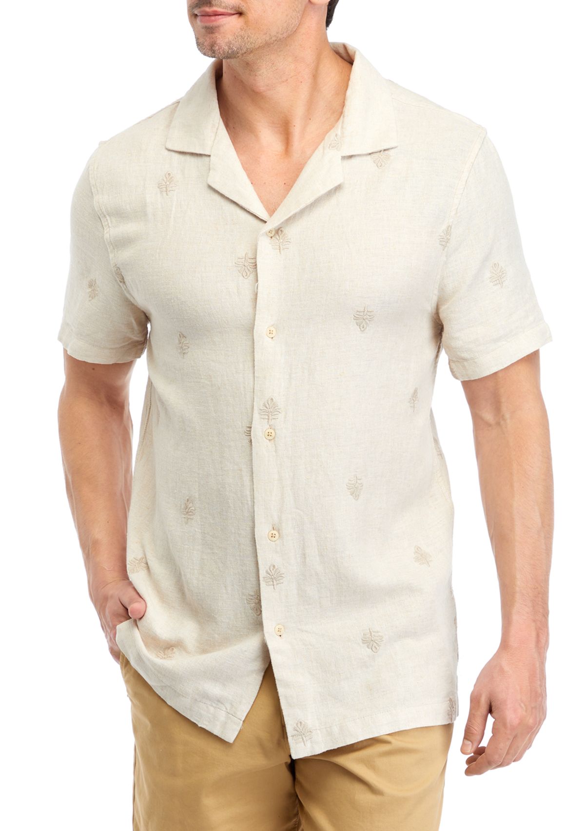 Mens Short Sleeve Woven Embroidered Shirt