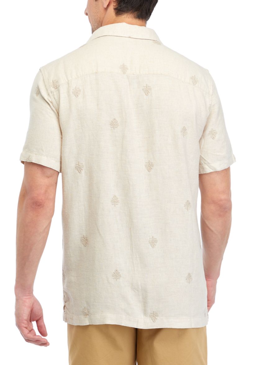 Mens Short Sleeve Woven Embroidered Shirt