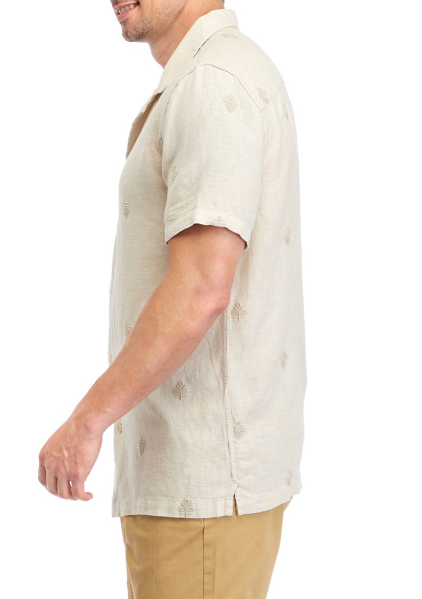 Mens Short Sleeve Woven Embroidered Shirt