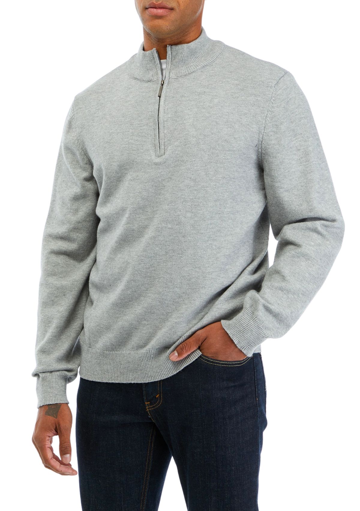 Mens Zip Mock Neck Pullover