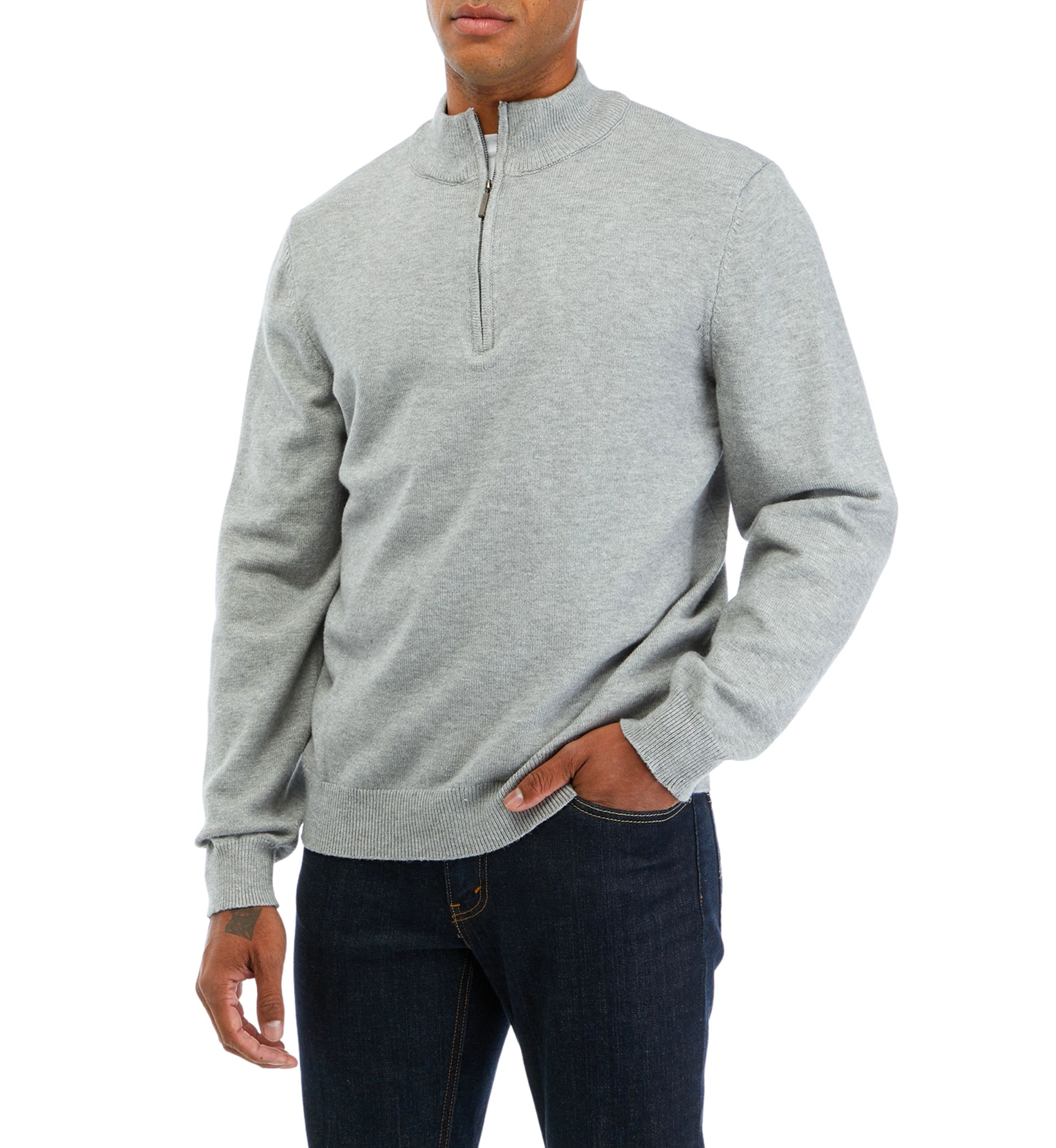 Mens Zip Mock Neck Pullover