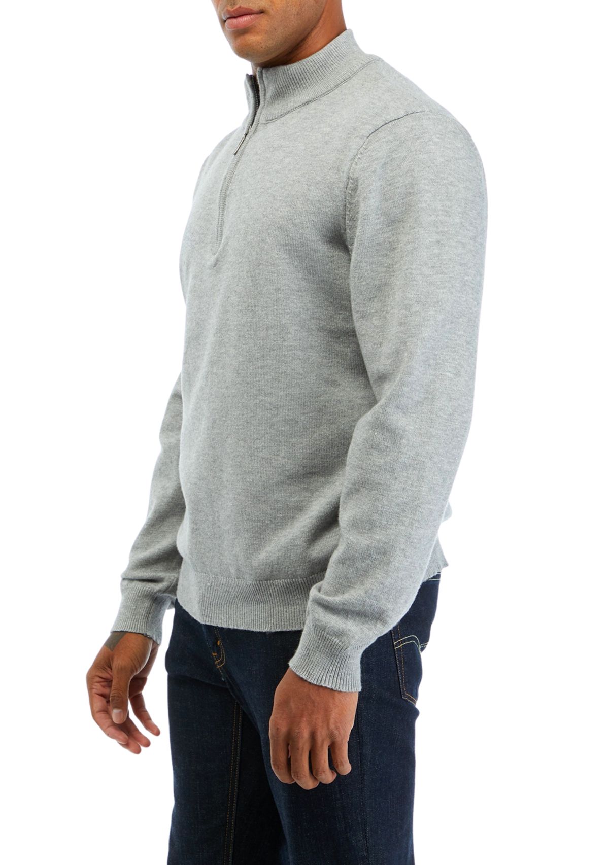 Mens Zip Mock Neck Pullover