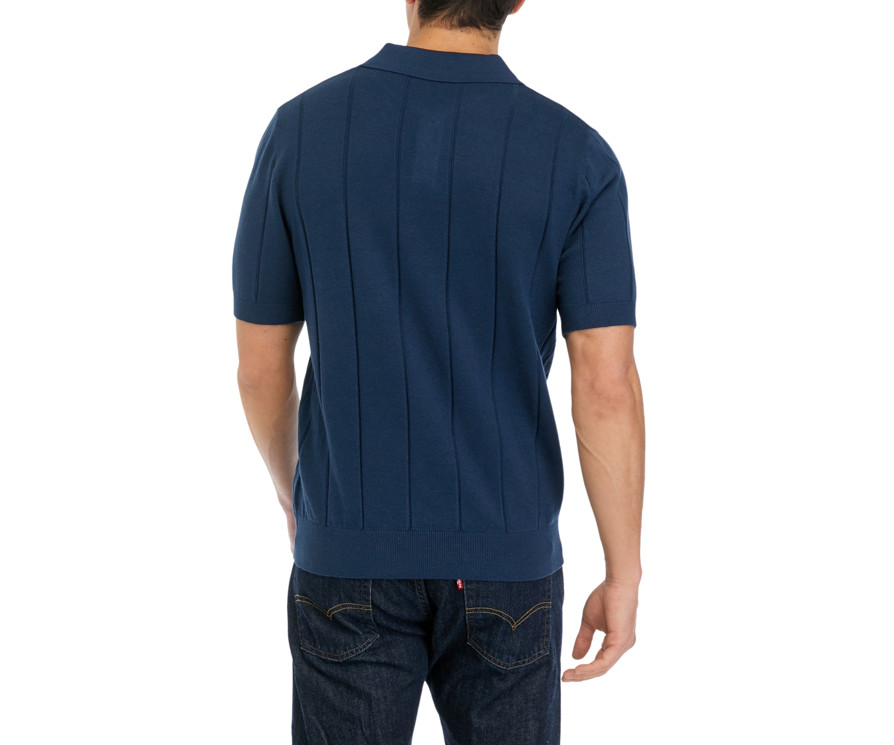 Short Sleeve Textured Stripe Polo Shirt 