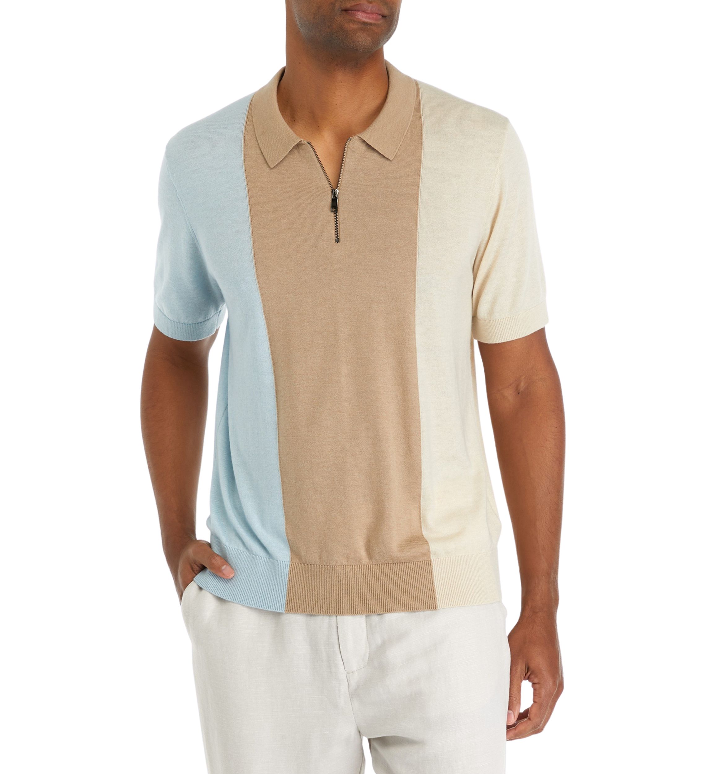 Color Block Stripe Polo Shirt 