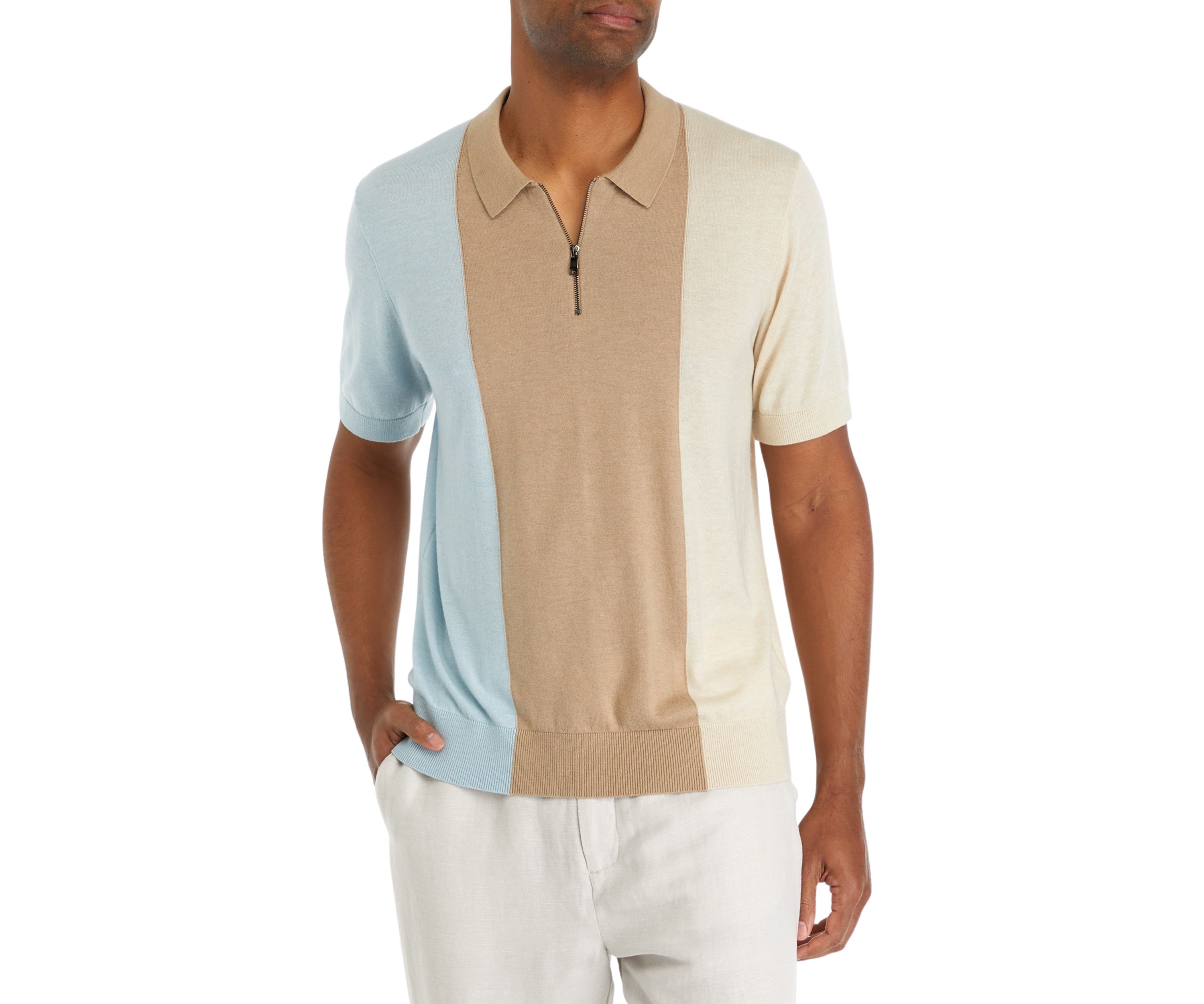 Color Block Stripe Polo Shirt 
