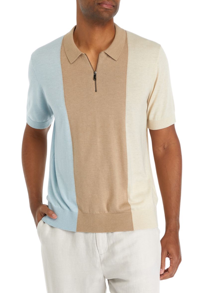 Color Block Stripe Polo Shirt 