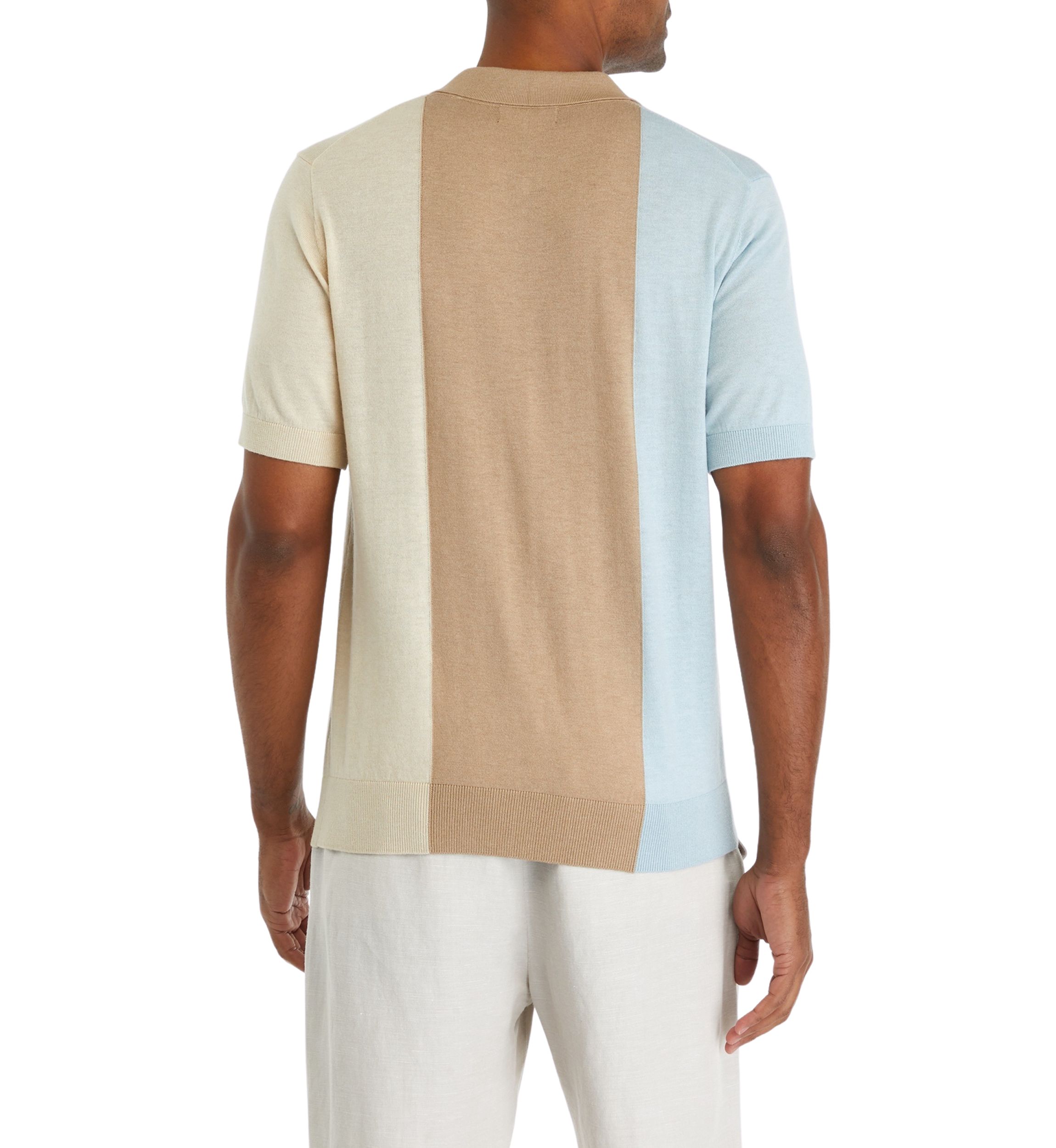 Color Block Stripe Polo Shirt 