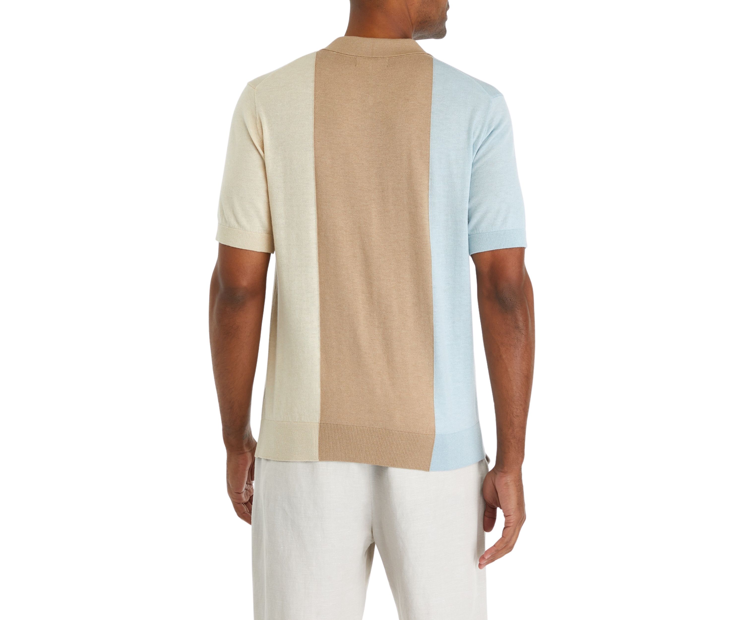 Color Block Stripe Polo Shirt 