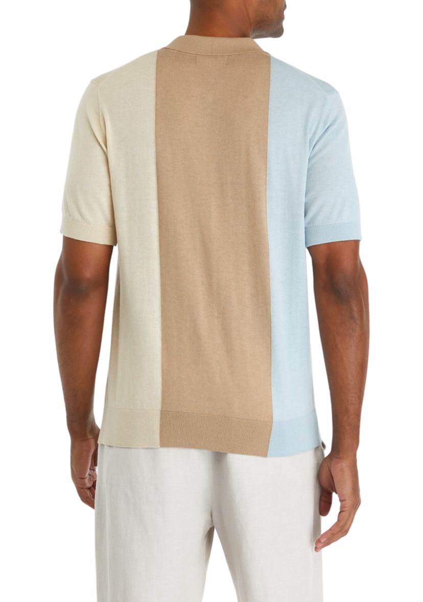 Color Block Stripe Polo Shirt 