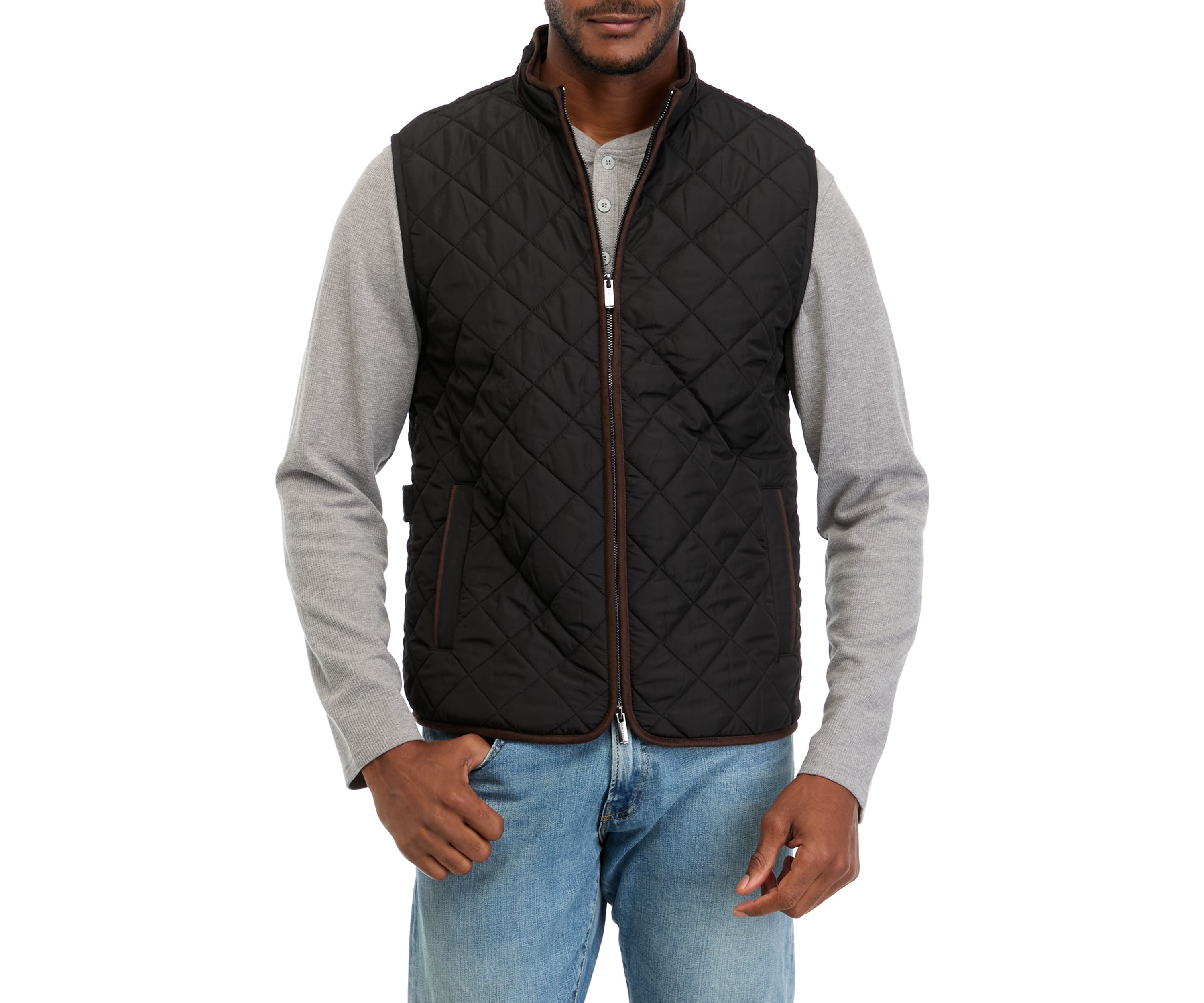 Mens Zip Front Quilted Vest 