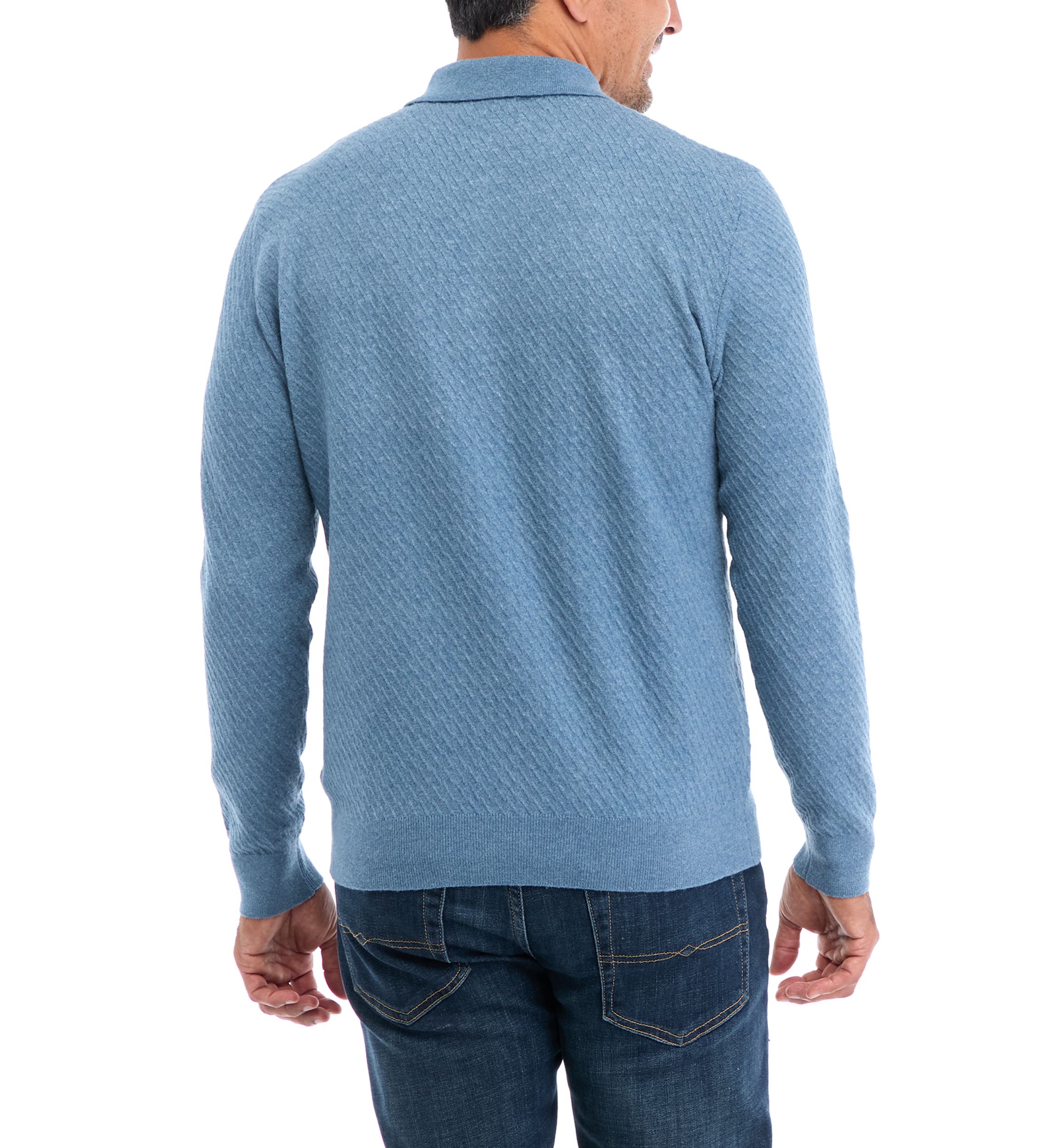 Long Sleeve Cable Polo Pullover