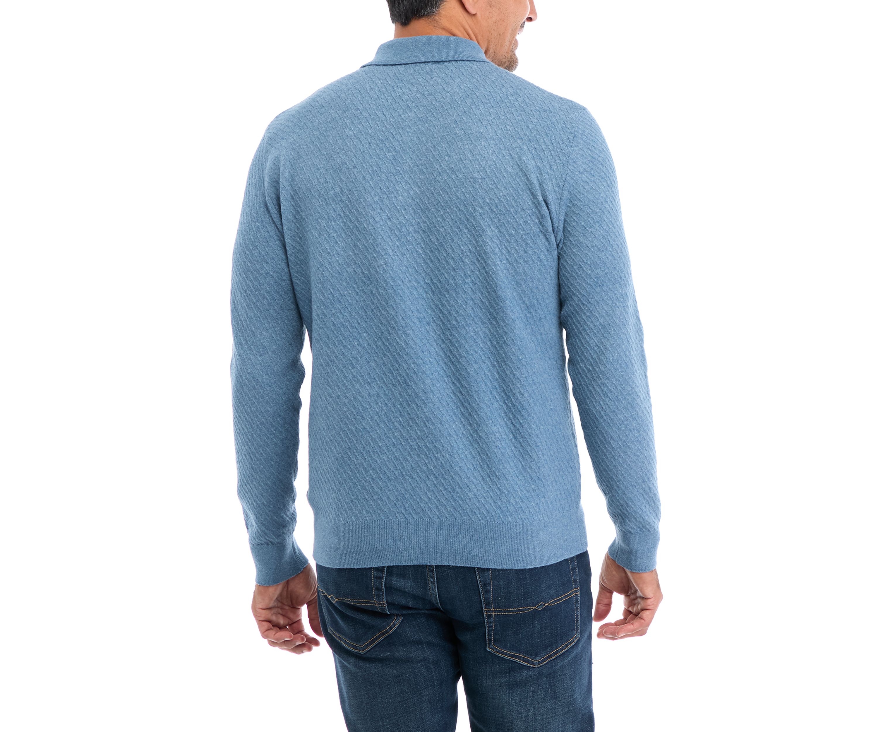 Long Sleeve Cable Polo Pullover