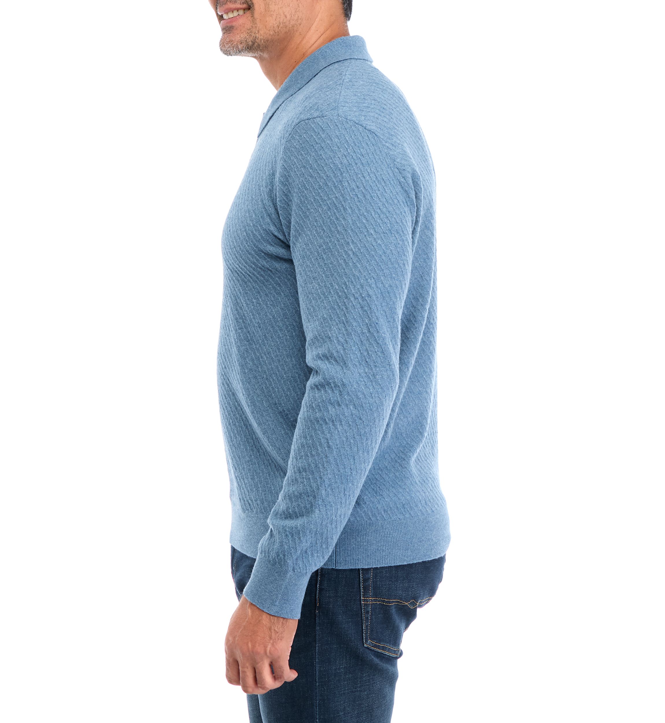 Long Sleeve Cable Polo Pullover