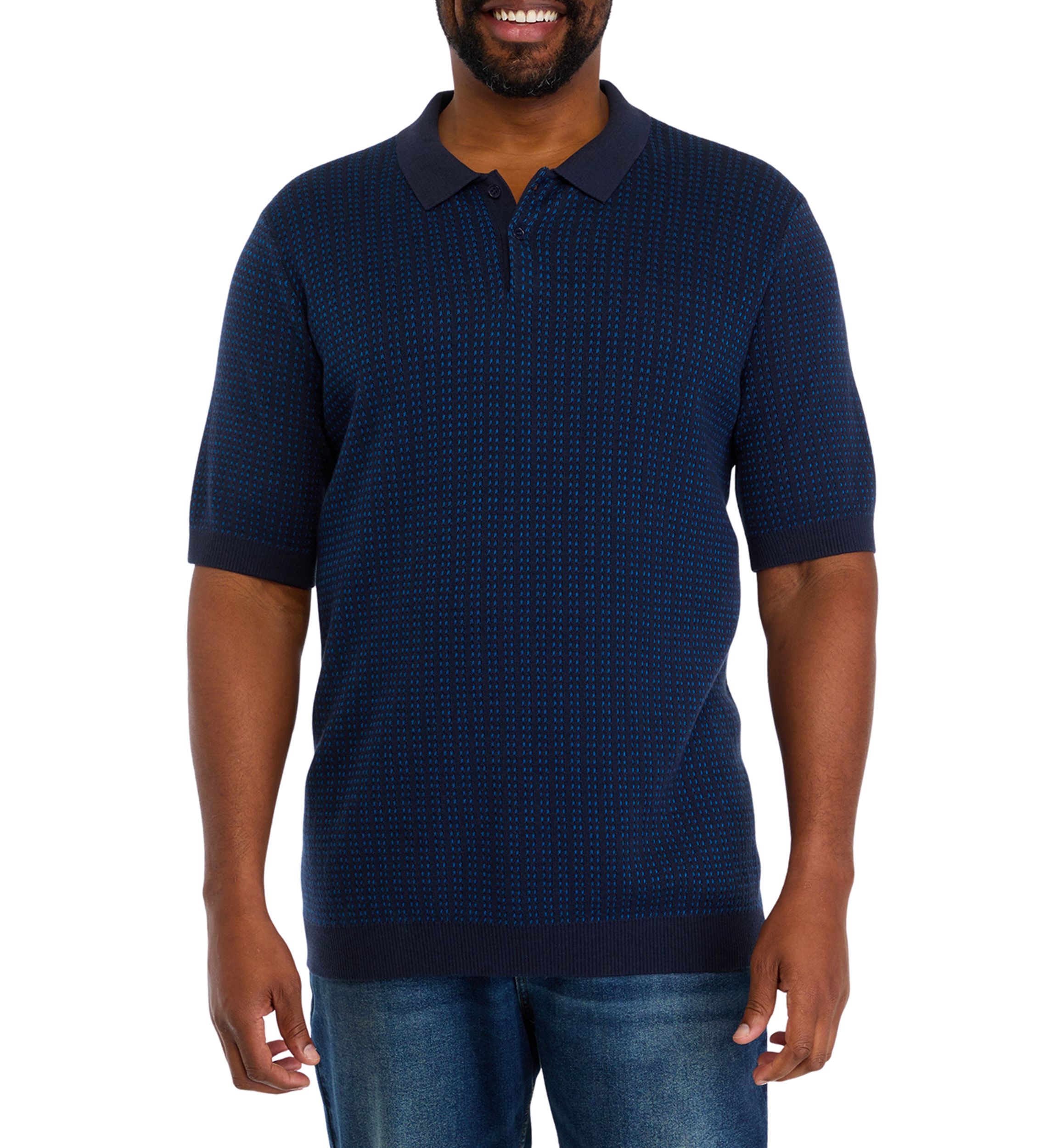 Big & Tall Short Sleeve Textured Button Polo Shirt