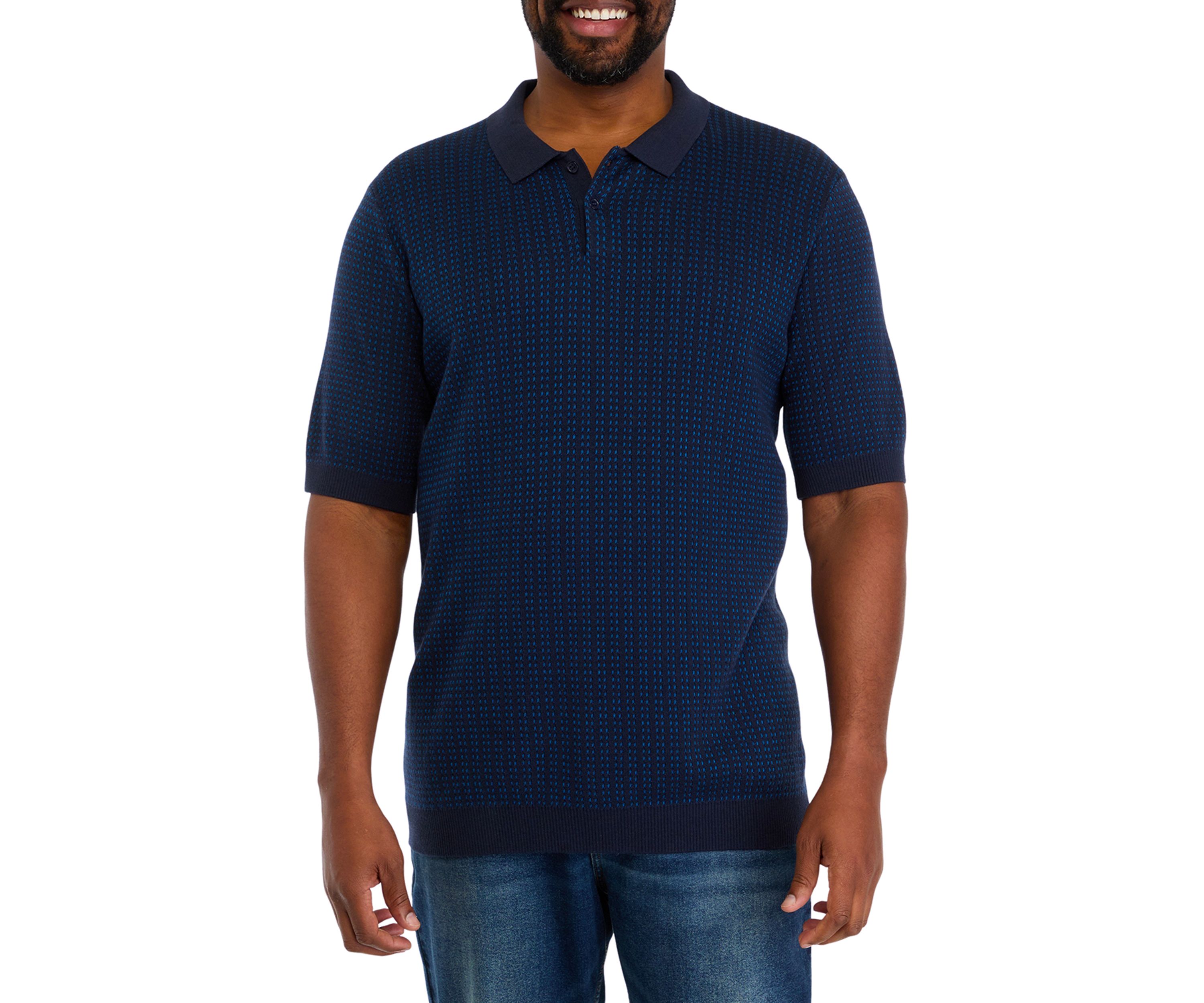 Big & Tall Short Sleeve Textured Button Polo Shirt