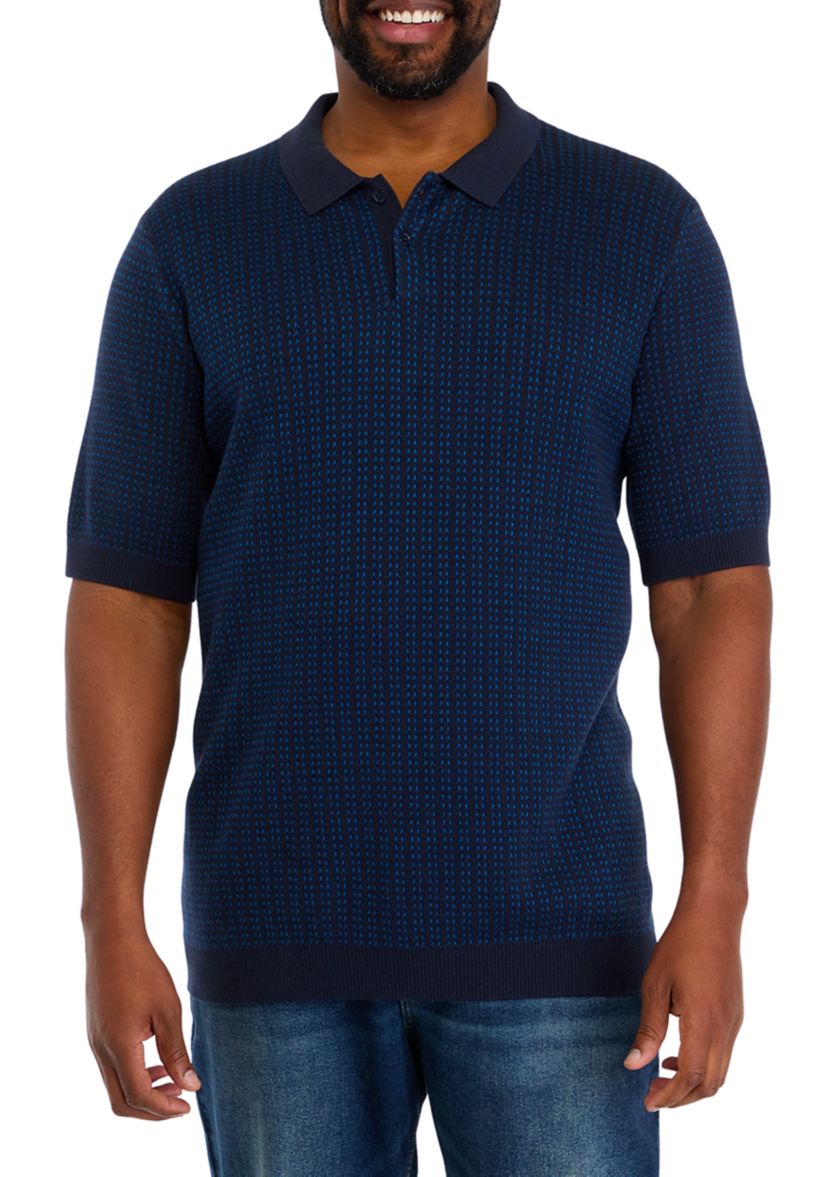 Big & Tall Short Sleeve Textured Button Polo Shirt