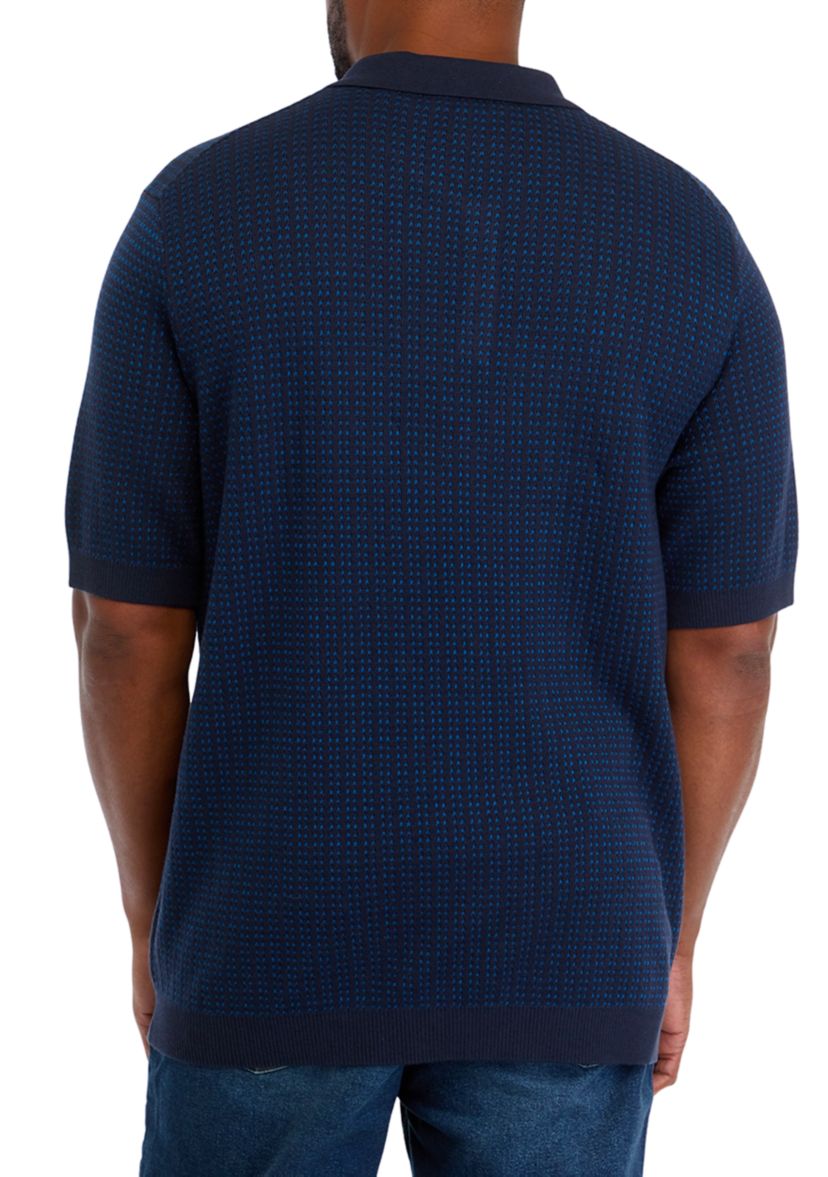 Big & Tall Short Sleeve Textured Button Polo Shirt
