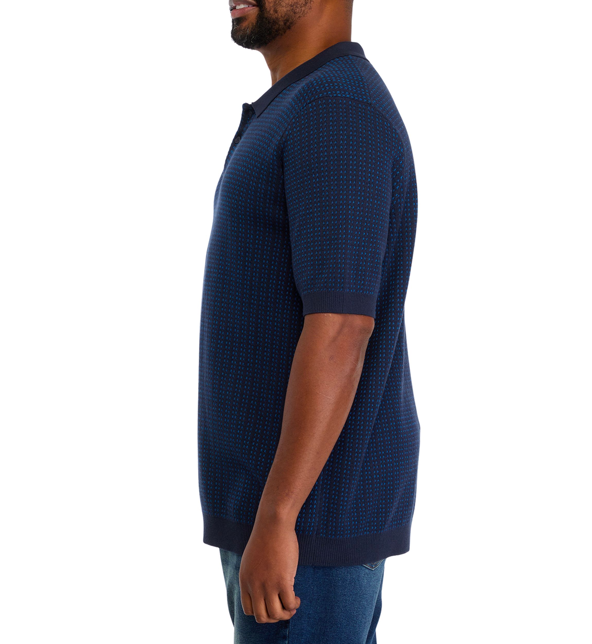 Big & Tall Short Sleeve Textured Button Polo Shirt