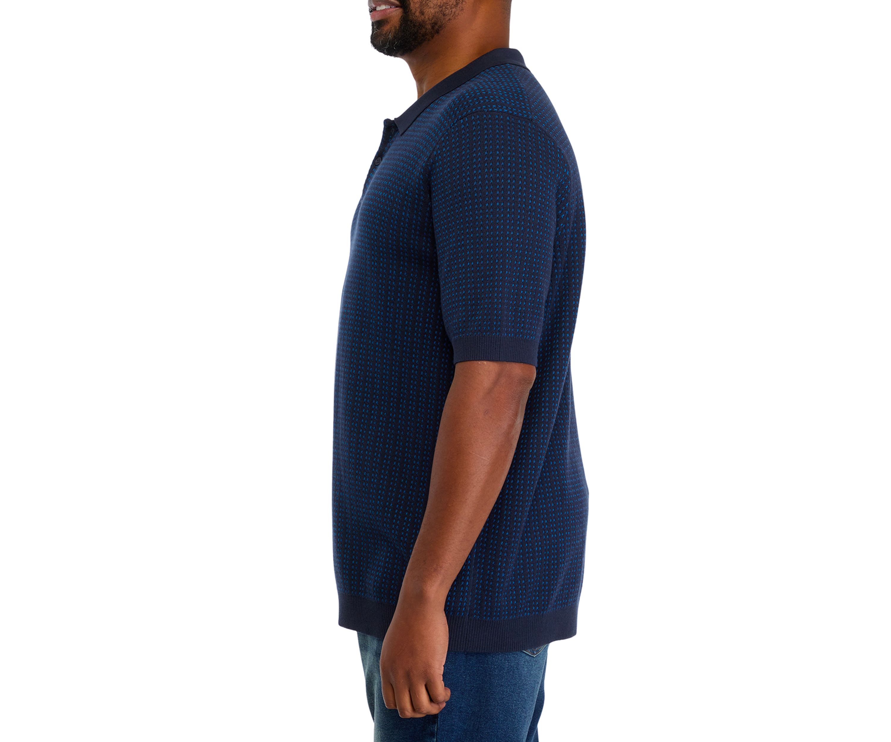Big & Tall Short Sleeve Textured Button Polo Shirt