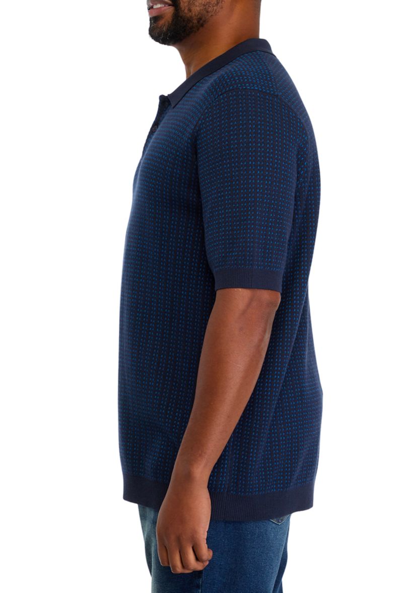 Big & Tall Short Sleeve Textured Button Polo Shirt
