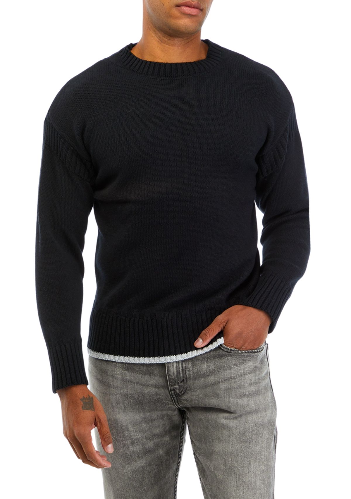 Mens Solid Ribbed Sweater