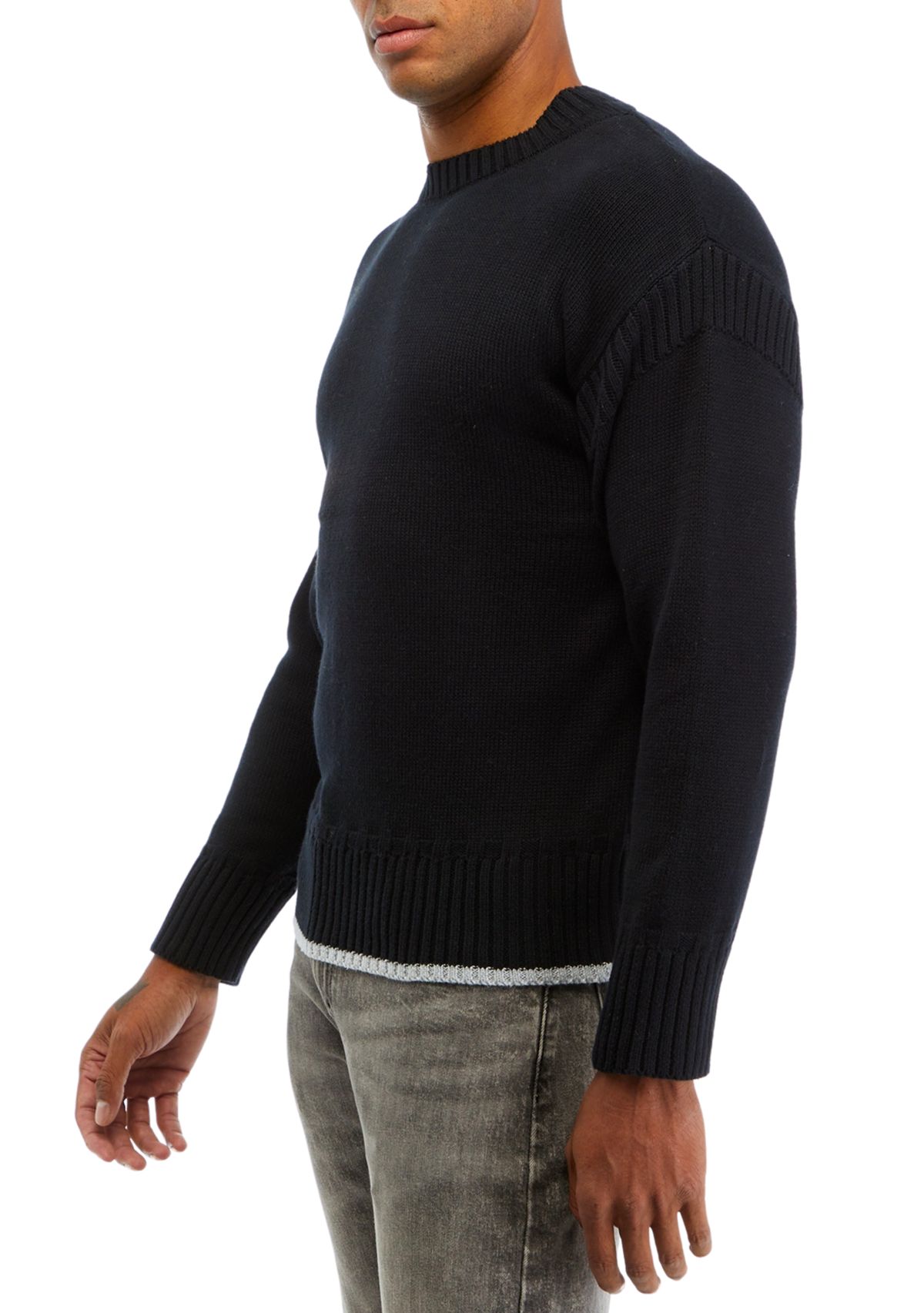Mens Solid Ribbed Sweater
