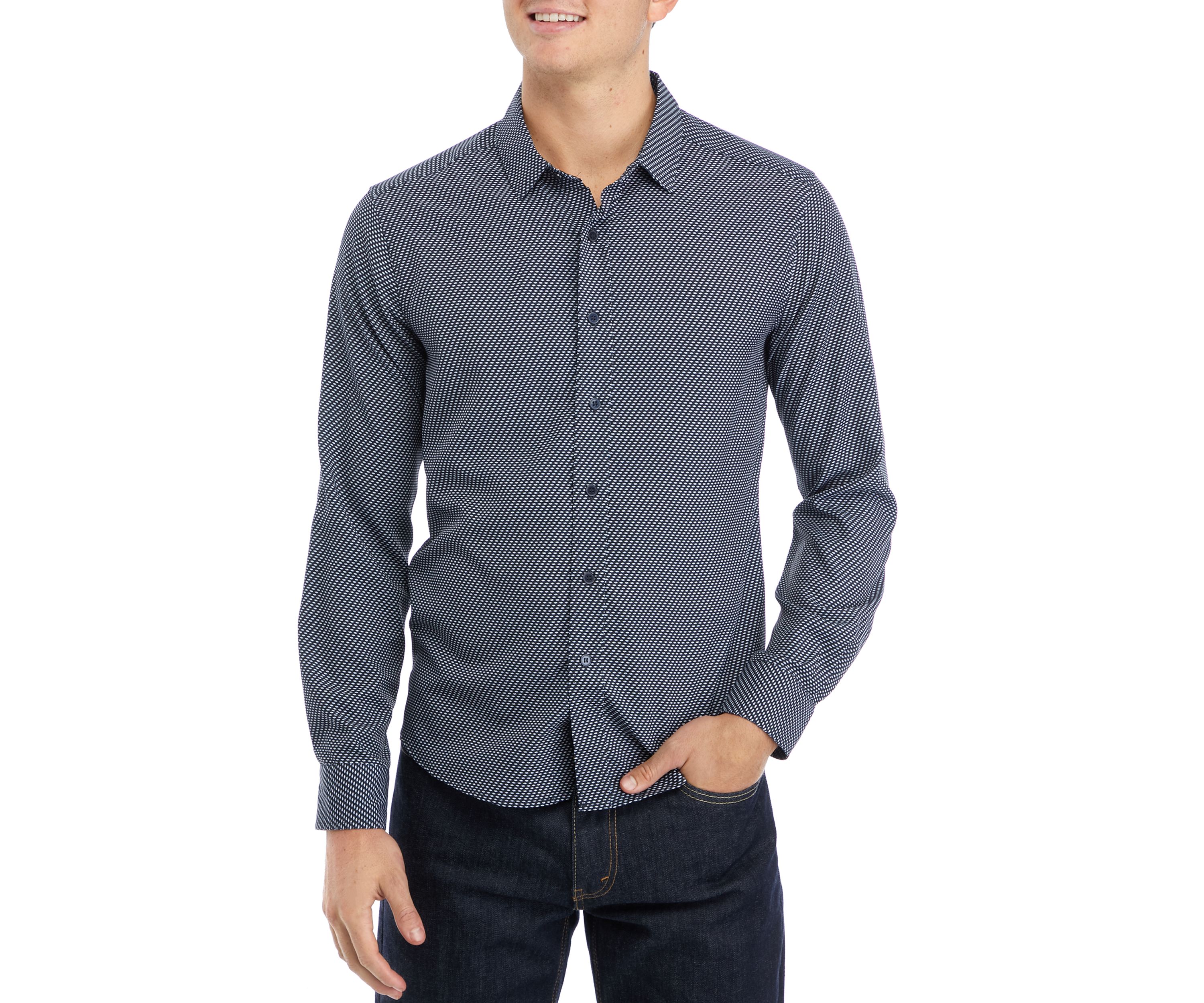 Mens Printed Woven Button Down Shirt