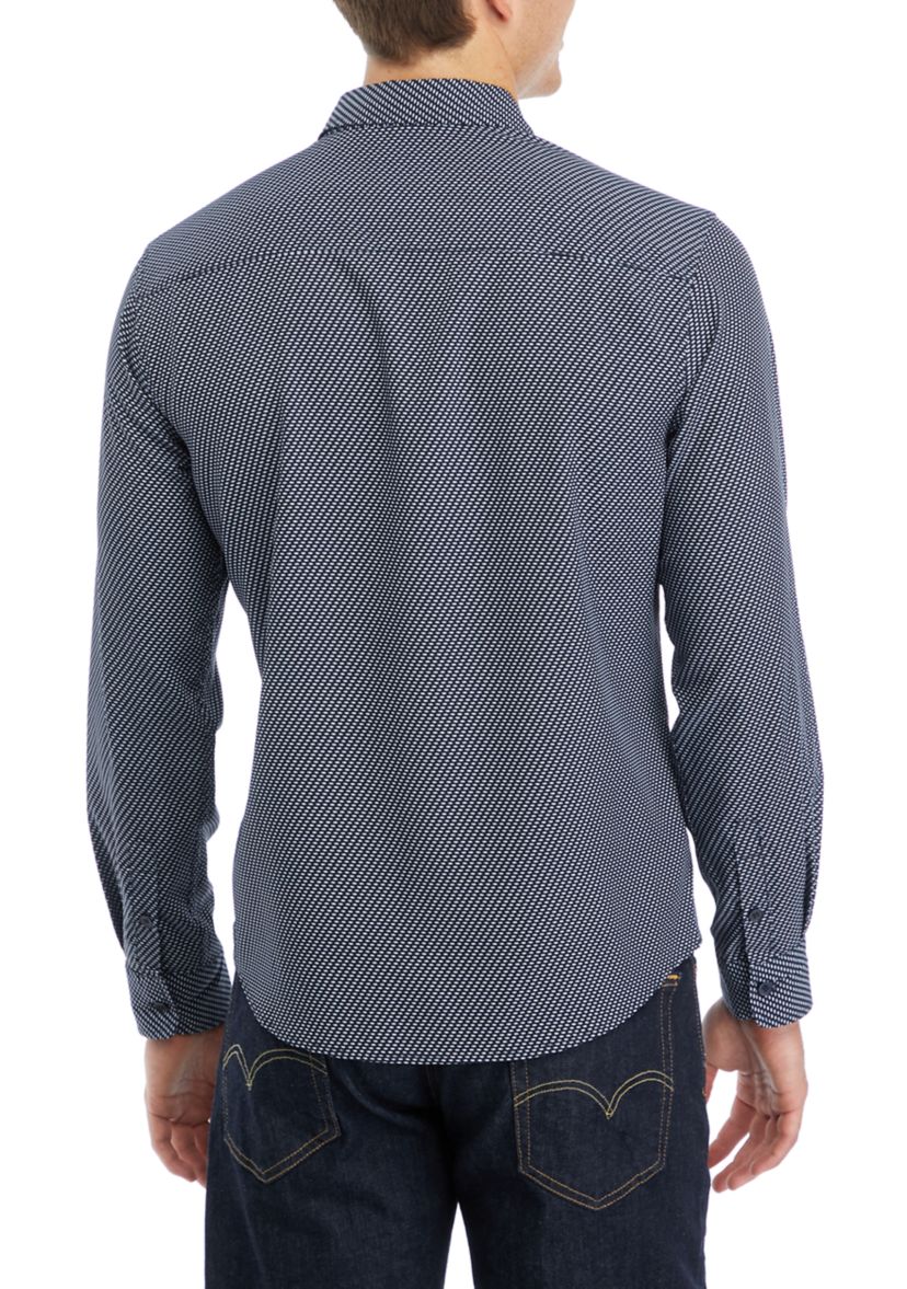 Mens Printed Woven Button Down Shirt