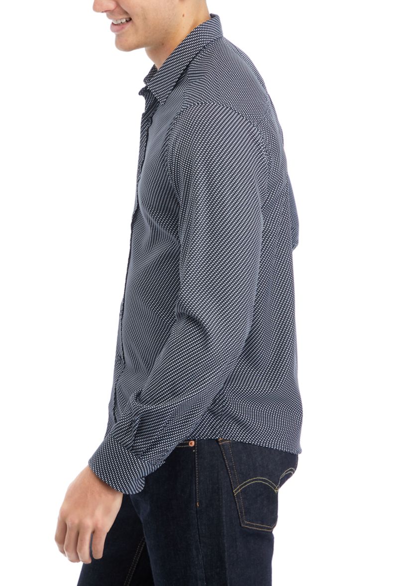 Mens Printed Woven Button Down Shirt