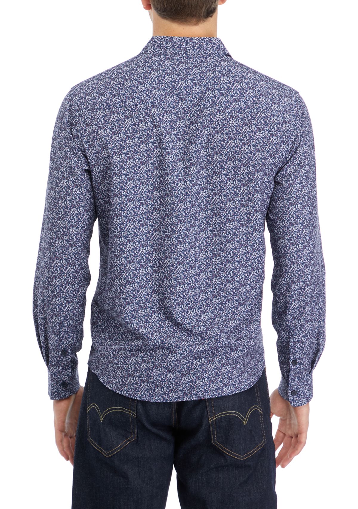 Mens Printed Woven Button Down Shirt