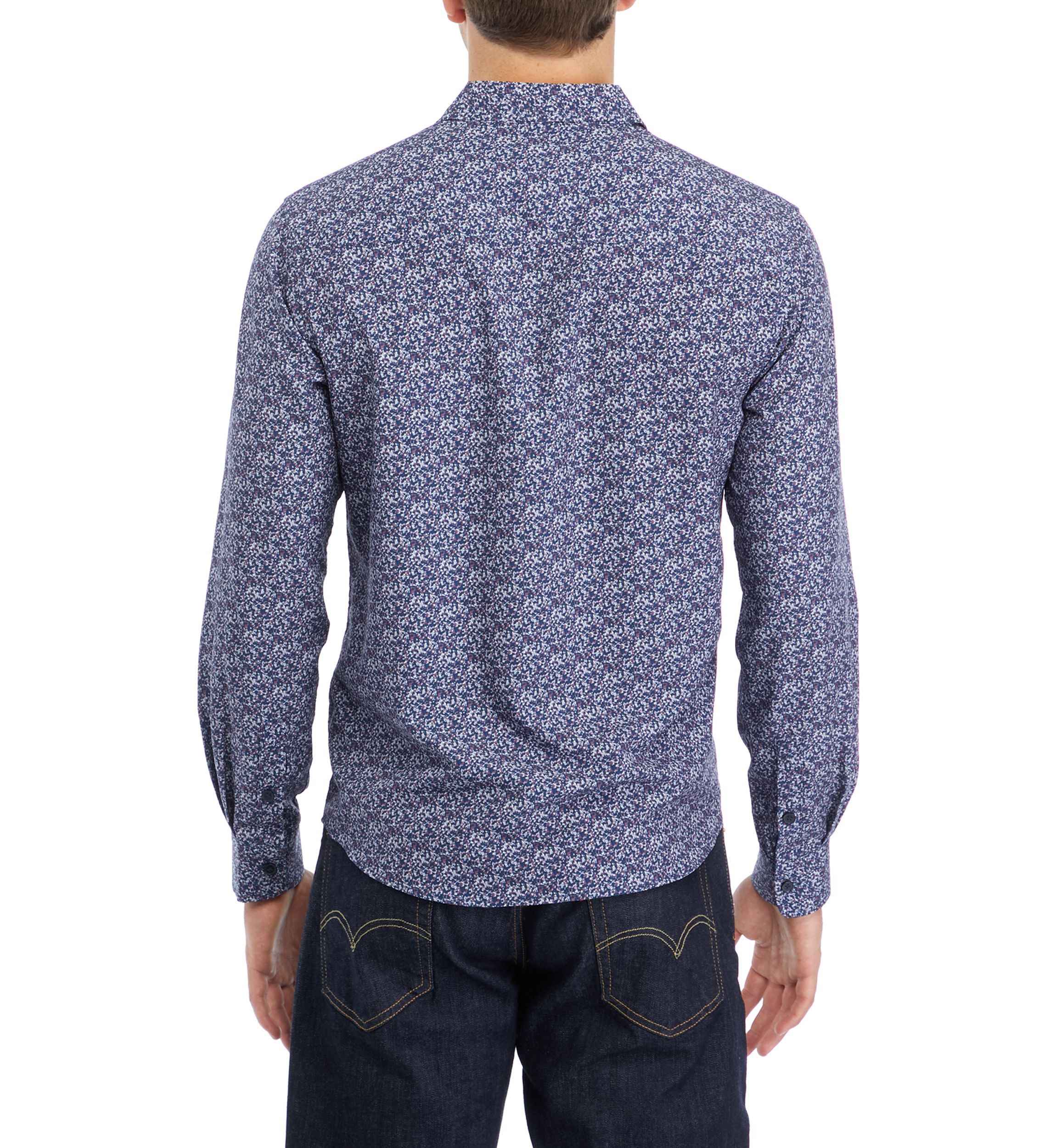 Mens Printed Woven Button Down Shirt
