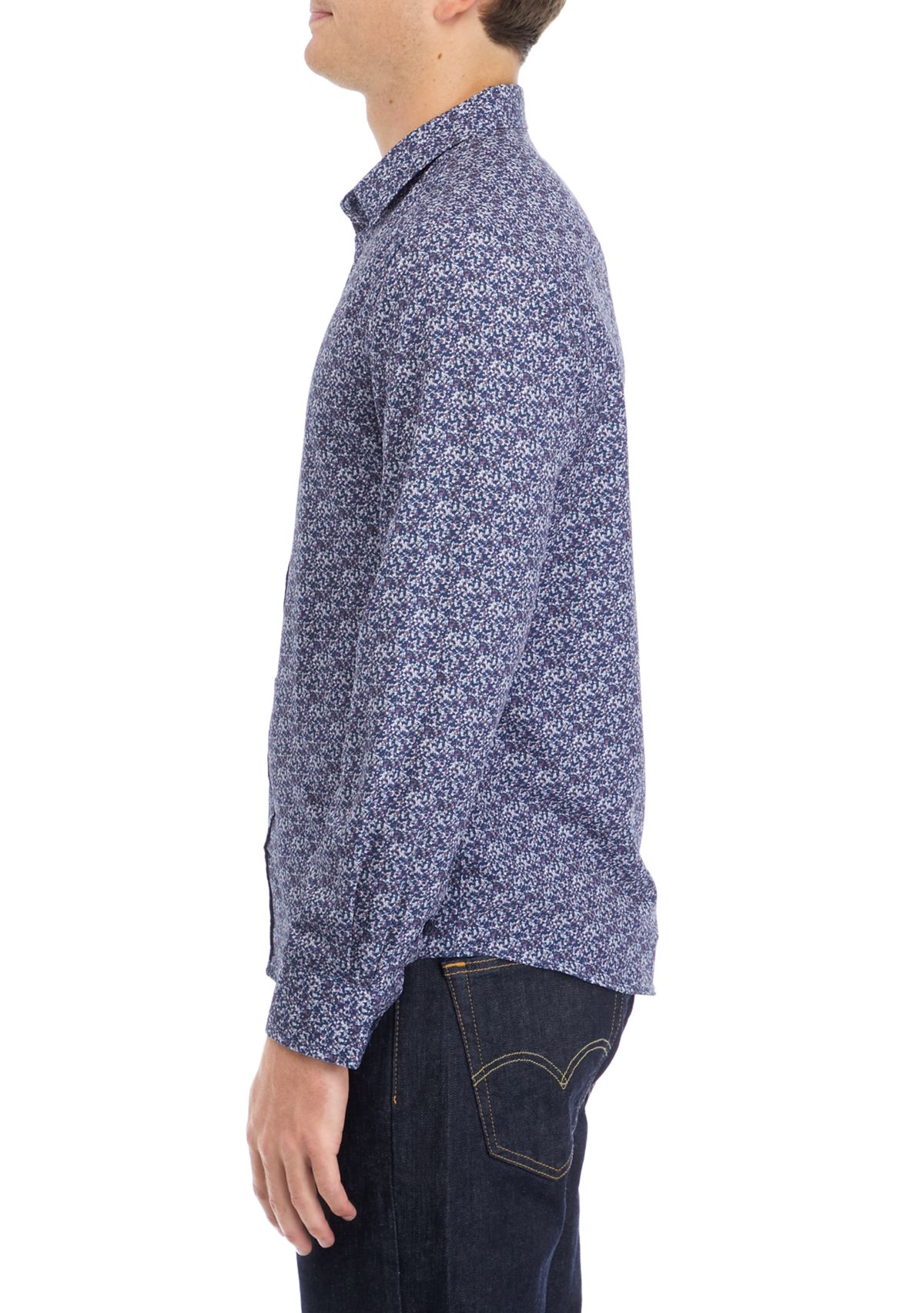 Mens Printed Woven Button Down Shirt