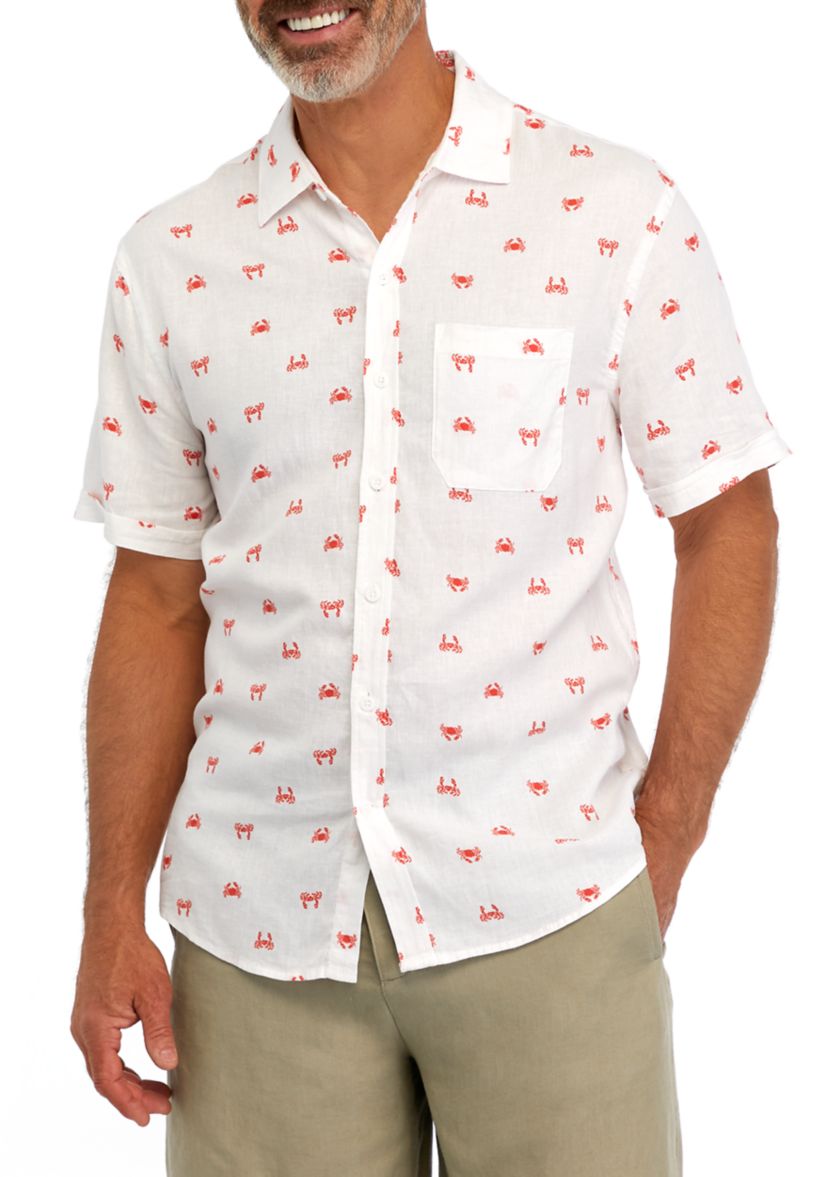 Mens Short Sleeve Linen Shirt 