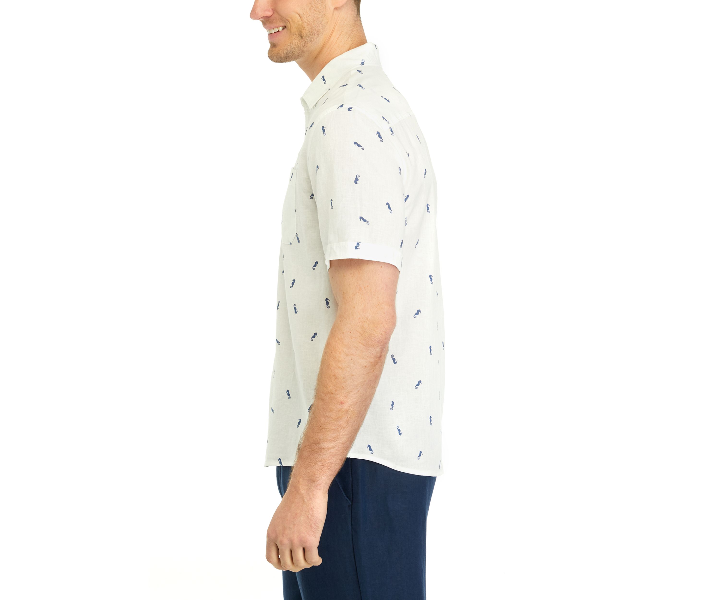 Mens Short Sleeve Printed Button Up Shirt 