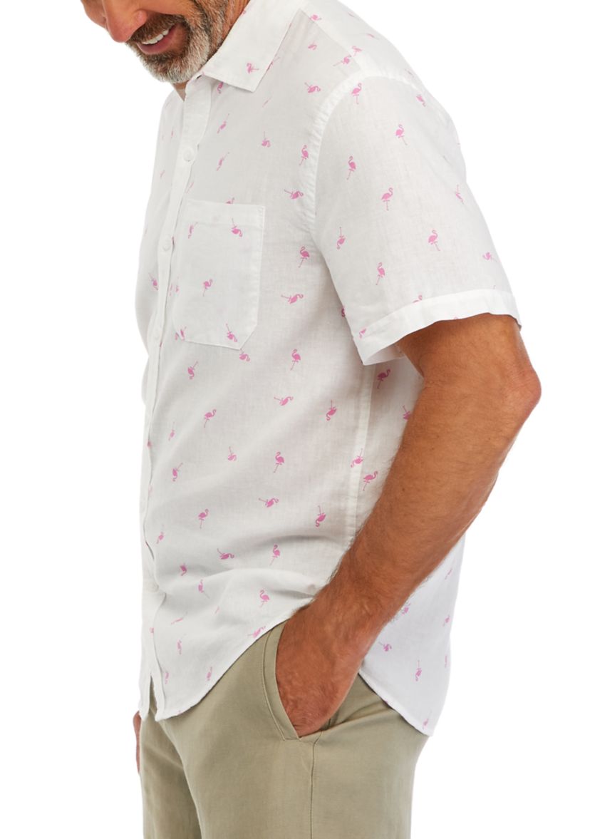 Mens Short Sleeve Linen Shirt