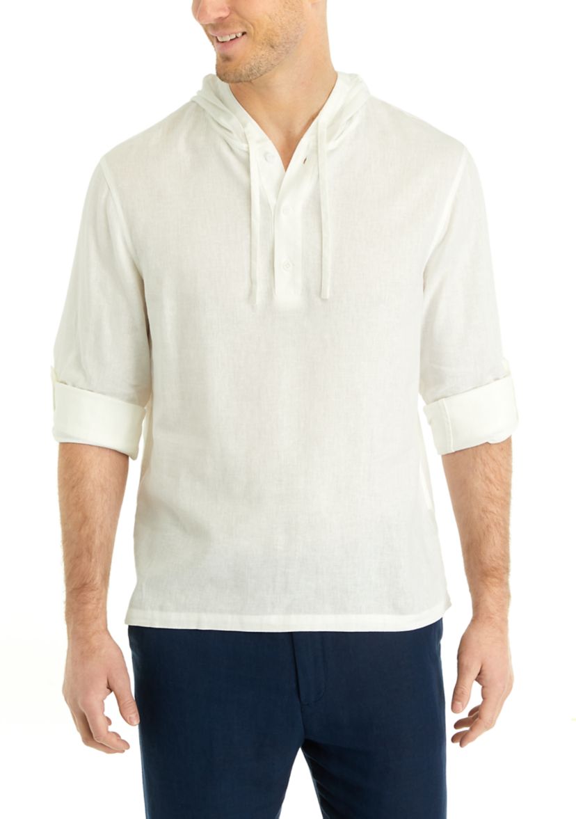 Mens Linen Hooded Shirt