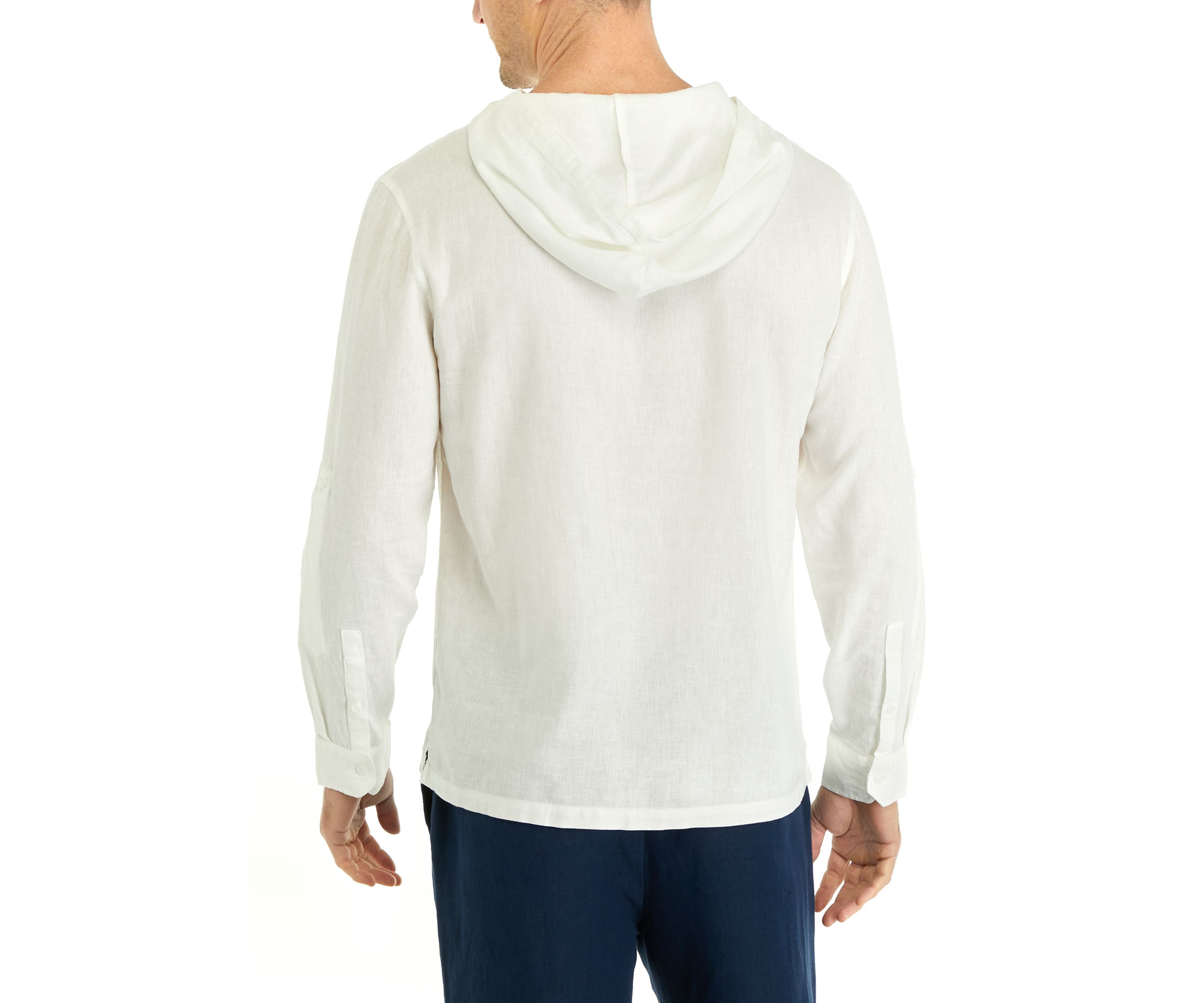 Mens Linen Hooded Shirt