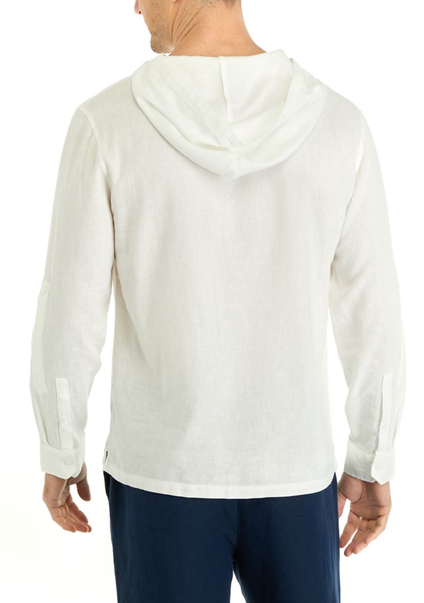 Mens Linen Hooded Shirt