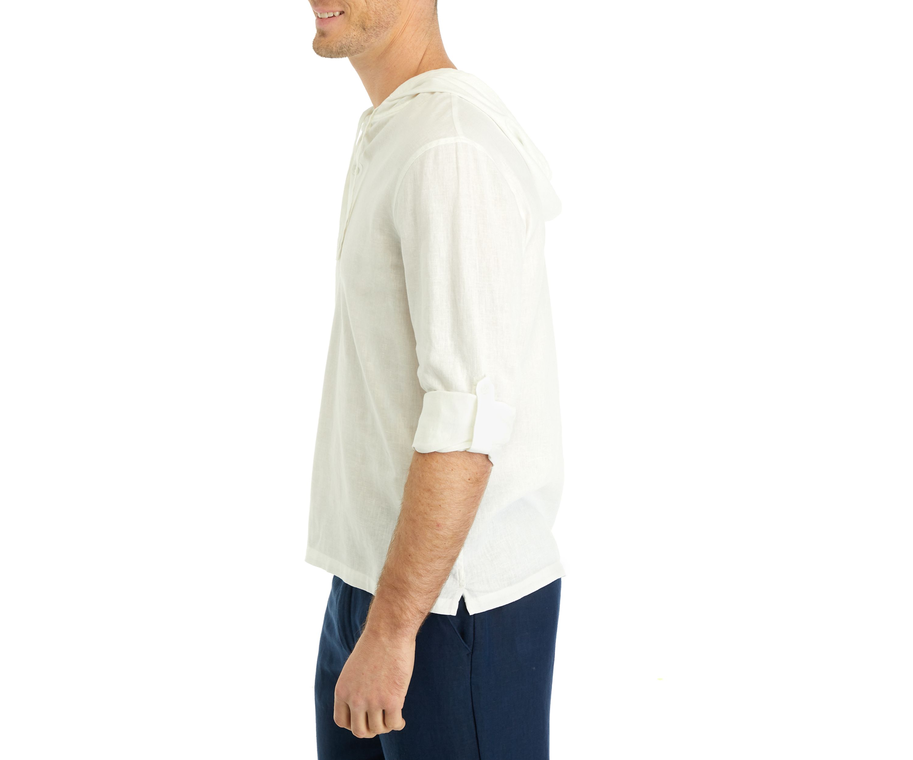 Mens Linen Hooded Shirt