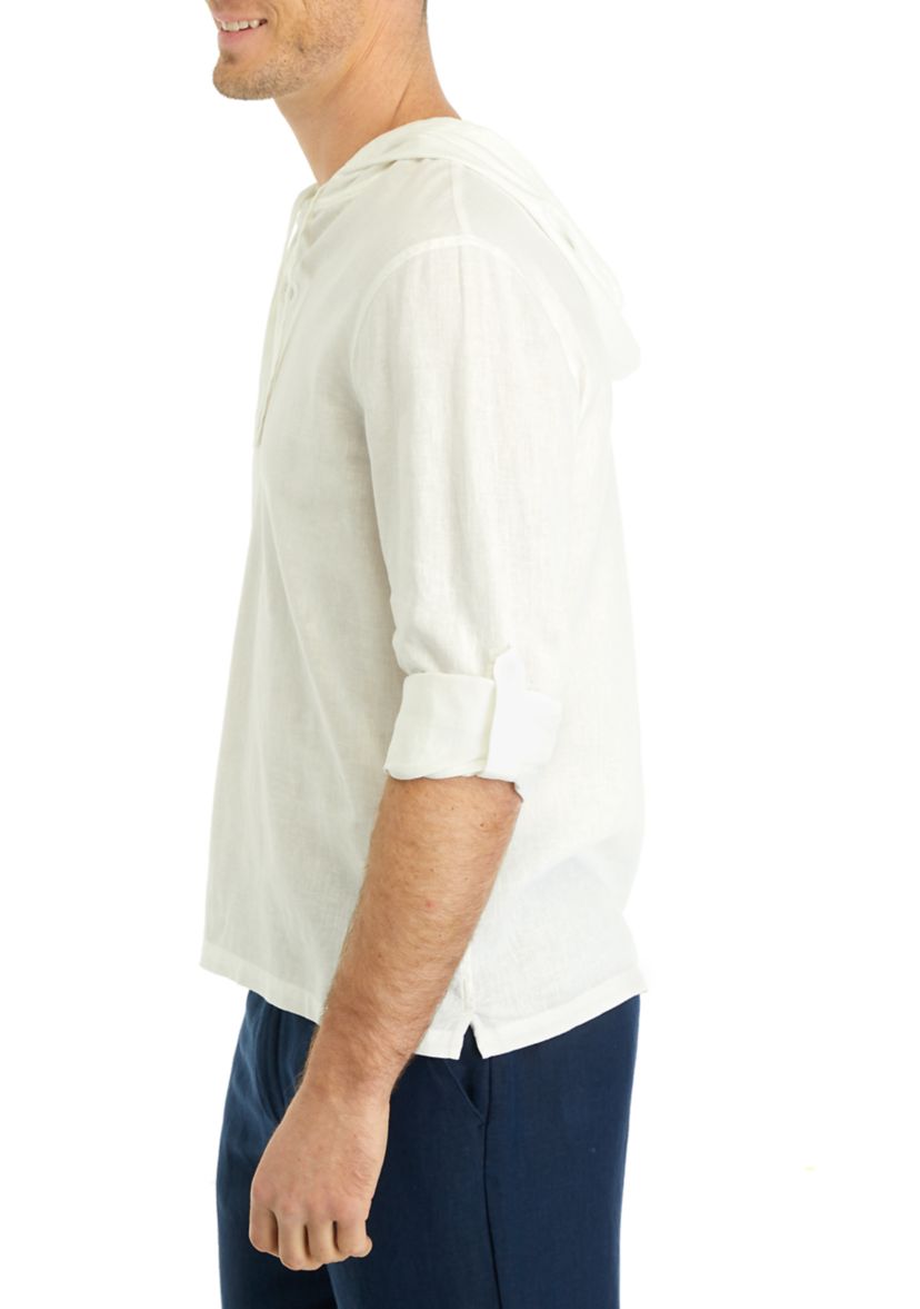 Mens Linen Hooded Shirt