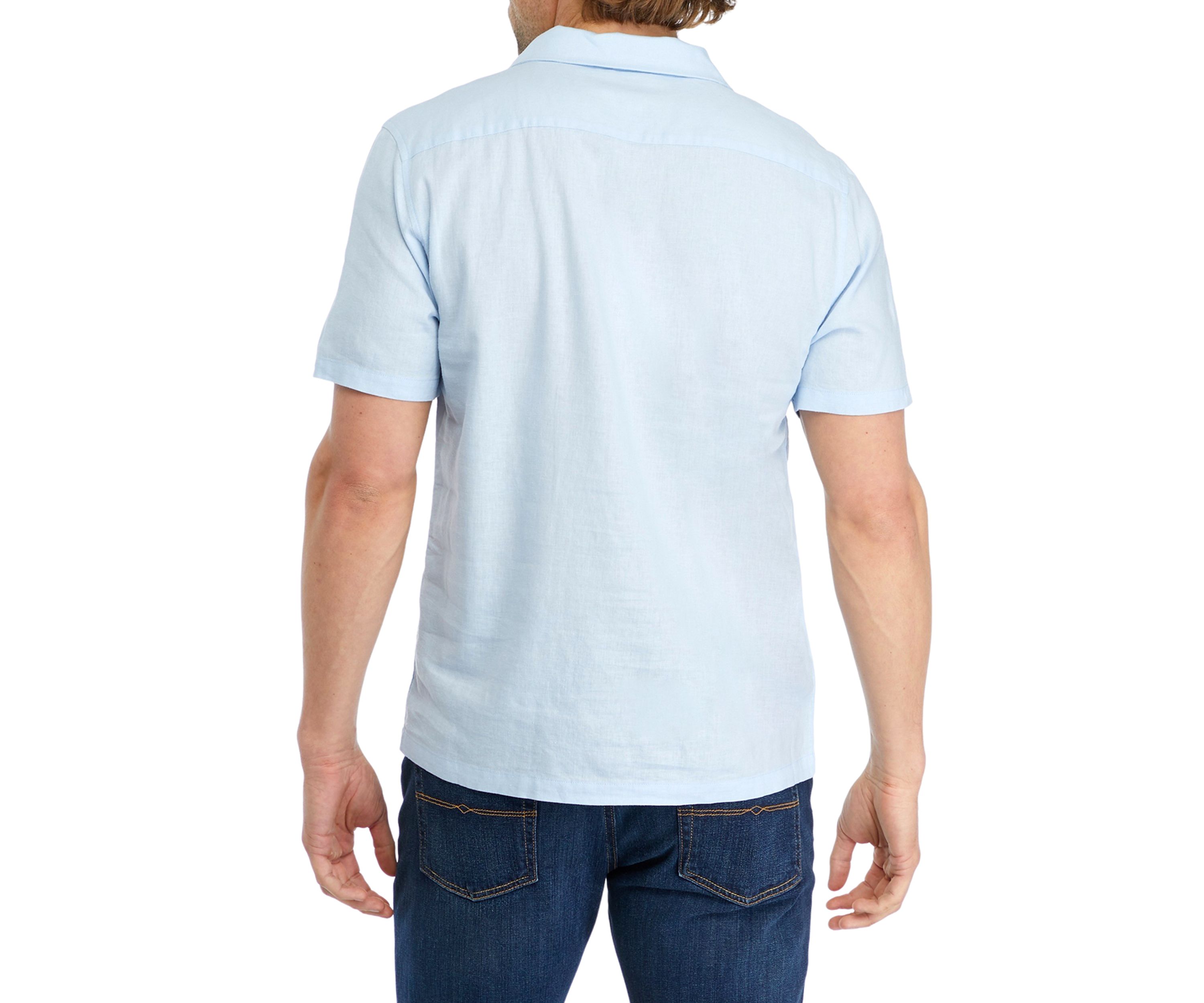 Mens Short Sleeve Linen Camp Shirt