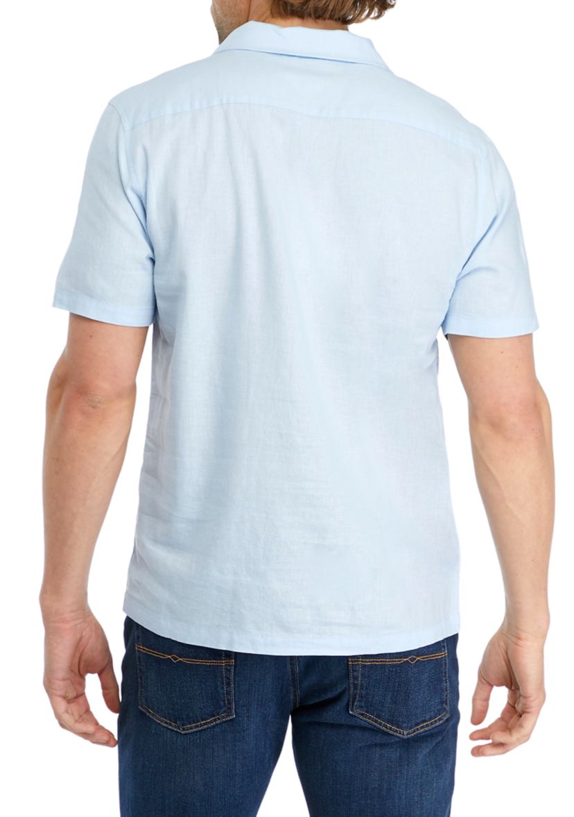 Mens Short Sleeve Linen Camp Shirt
